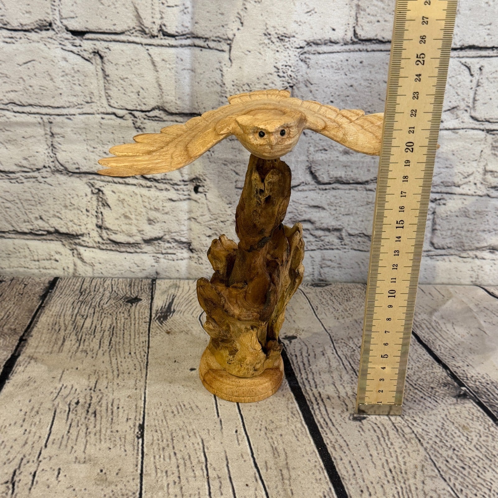 20cm Flying Owl Mushroom Parasite Ornament Natural Carving Fair trade Wooden6