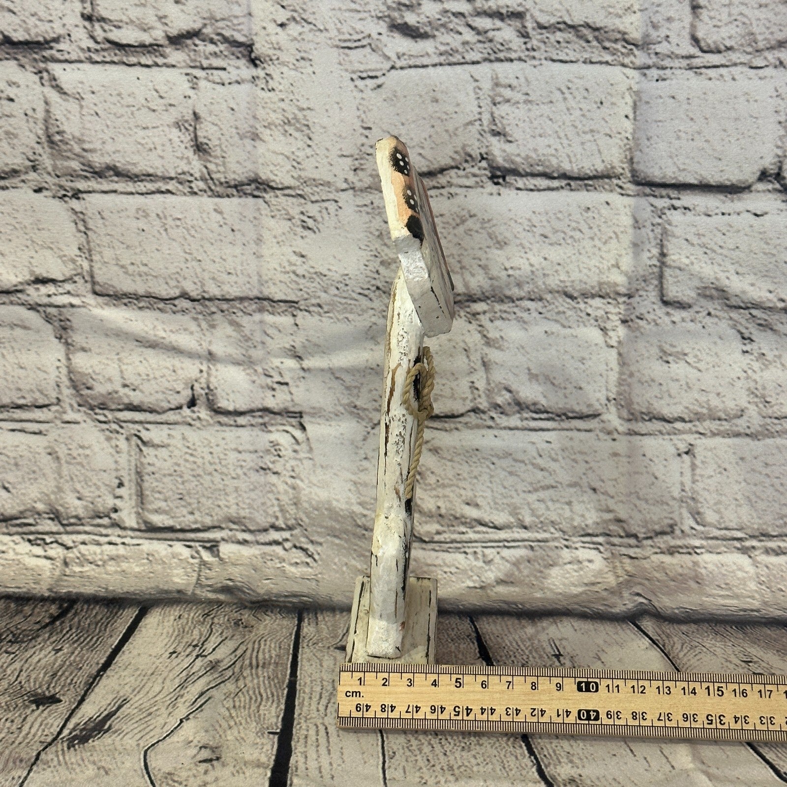 White Wooden Dog Shabby Pattern 25cm x 10cm Handmade and Fairtrade7