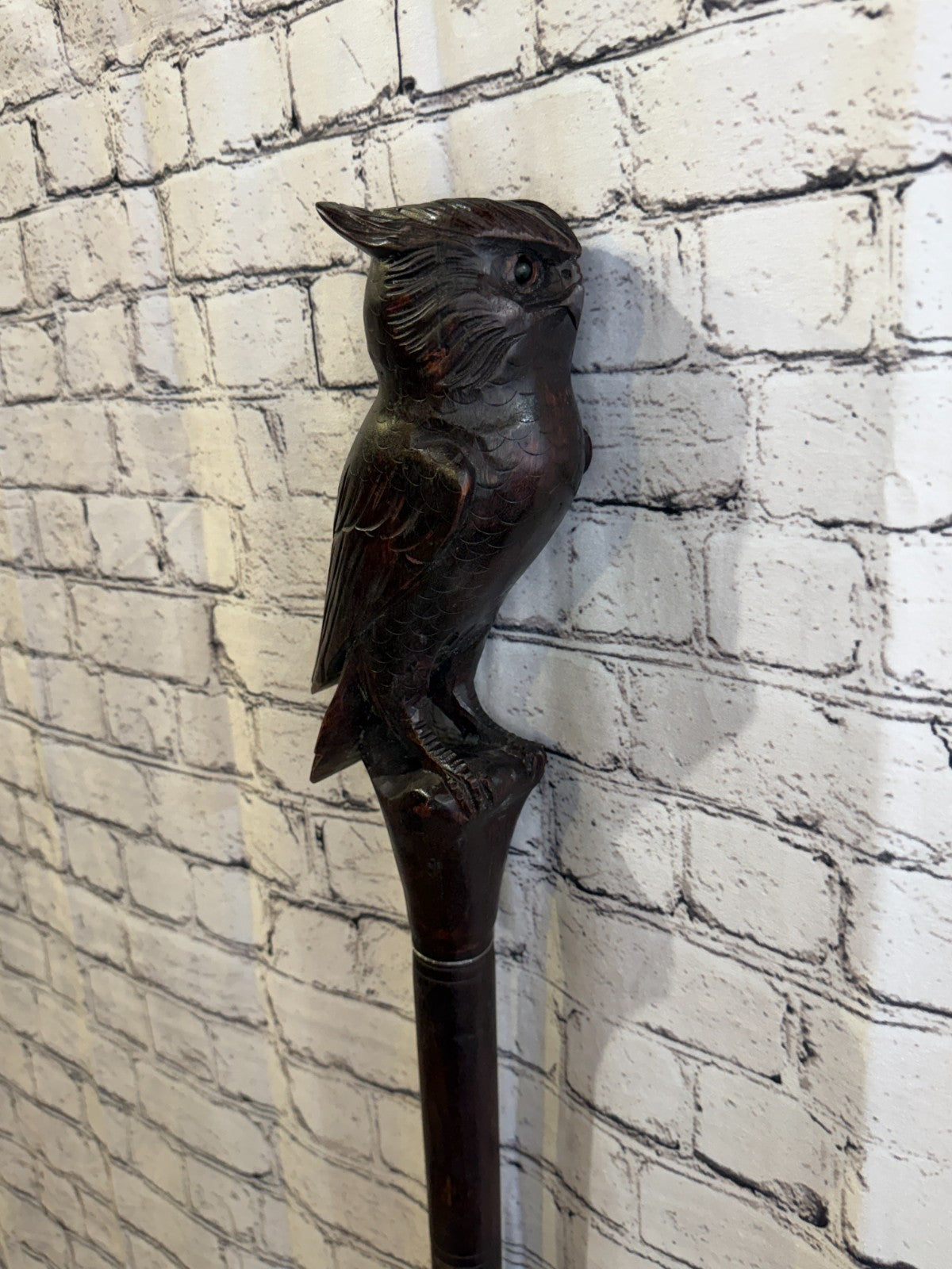 Owl Carving 140cm Tribal African Walking Stick Staff Cane Hand Carved Dark Wood1