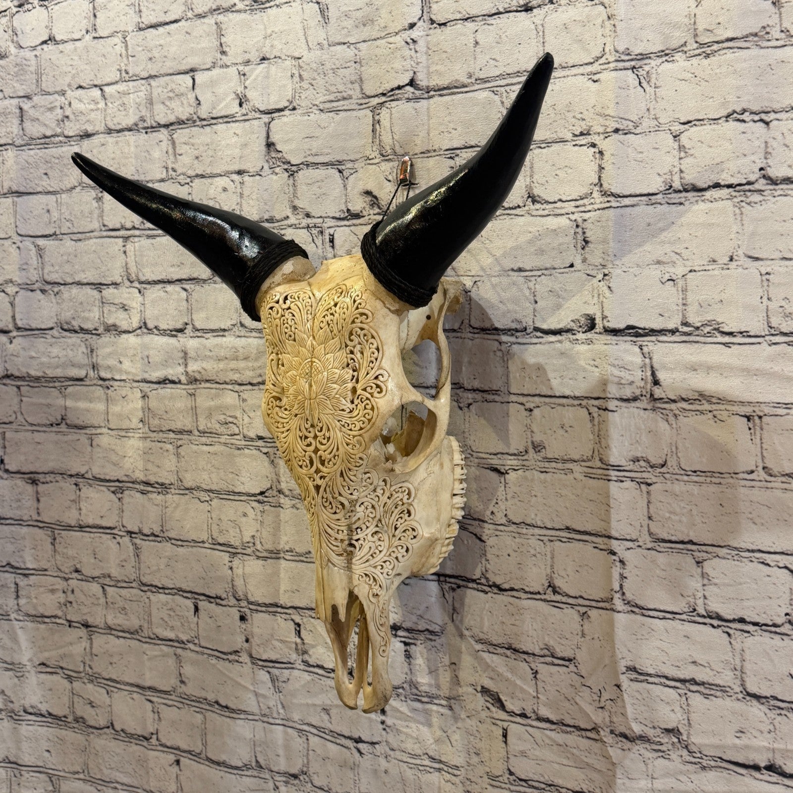 50cm Carved Buffalo Ram Wild Replica Skulls Wall Hanging Carved Design 21
