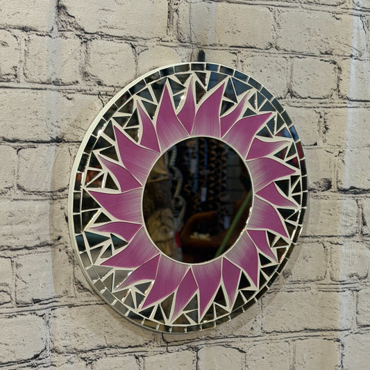 Pink Sun Flame Mosaic Tile Wall Mirror 30cm x 30cm 12 Inches Handmade0