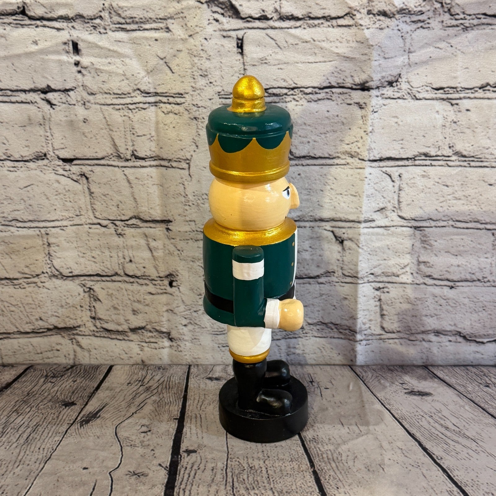30cm Green Top Hat Nut Cracker Soldier Handcrafted Wood Xmas Christmas Ornament3