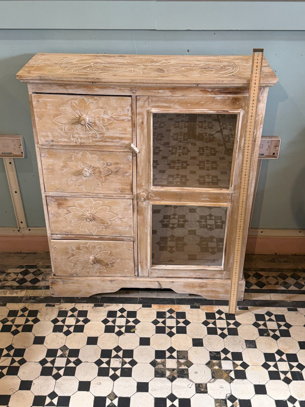 80cm x 90cm White 3 Draw Table Wooden Side Cabinet Living Storage Furniture6