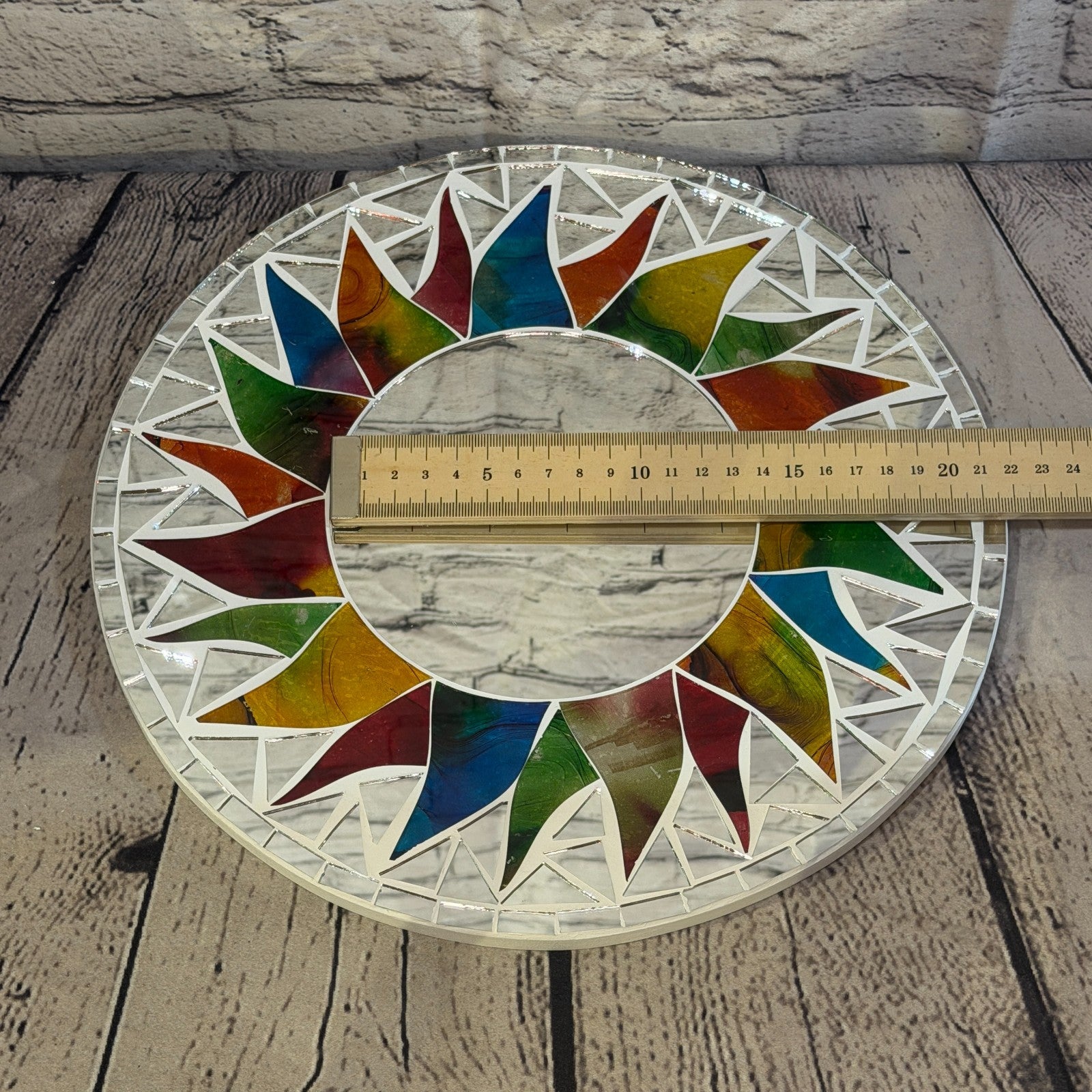 Rainbow White Sun Flame Mosaic Tile Wall Mirror 30cm x 30cm 12 Inches Handmade5