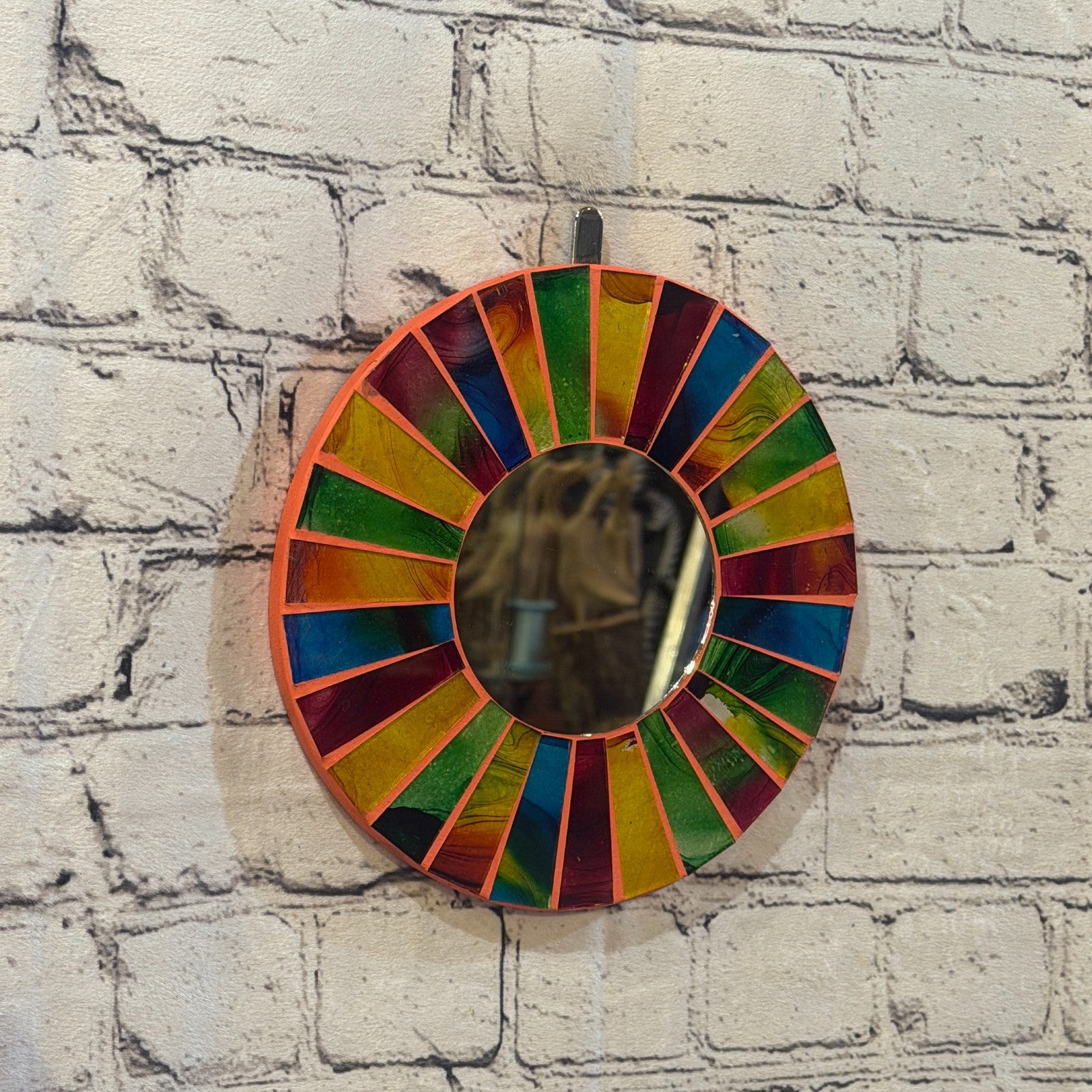 Rainbow Line Terracotta Mosaic Tile Wall Mirror 20cm x 20cm 8 Inches Handmade0