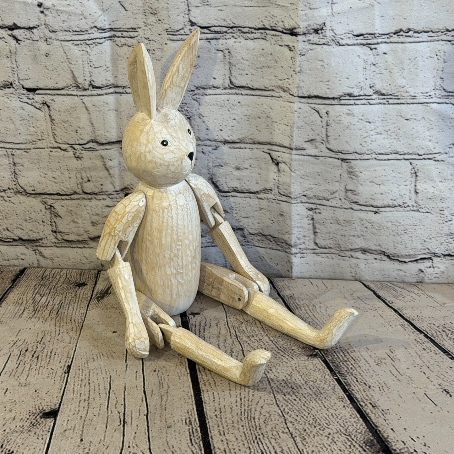 30cm Brown Bunny Rabbit Sitting Animal, Wooden Shelf Ornament Handmade Fairtrade2