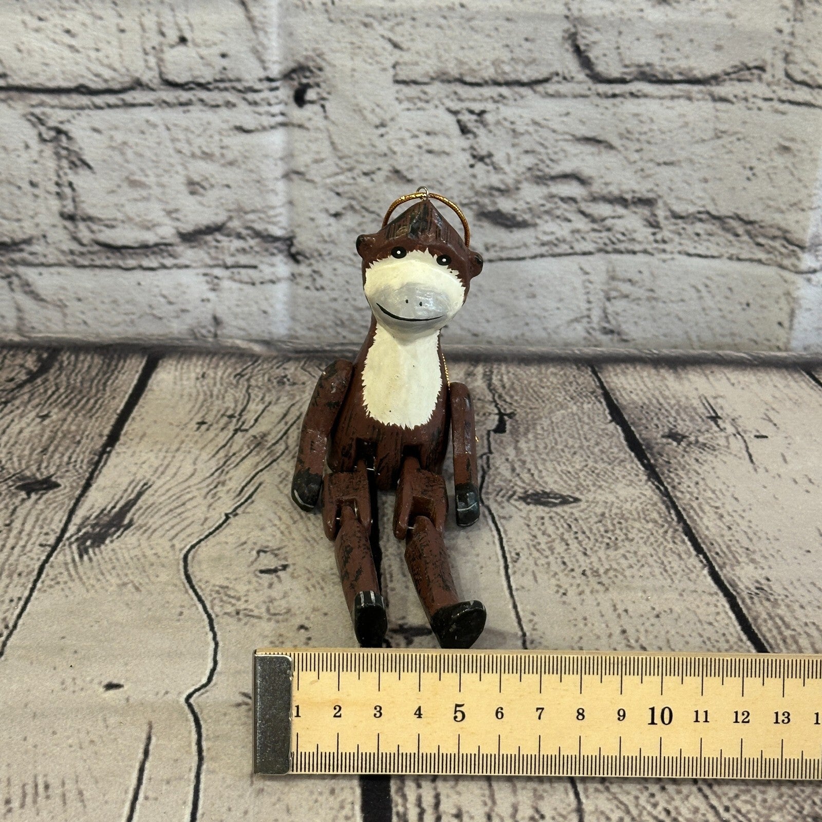 10cm Brown Monkey Sitting Animal, Wooden Shelf Ornament Handmade and Fairtrade7