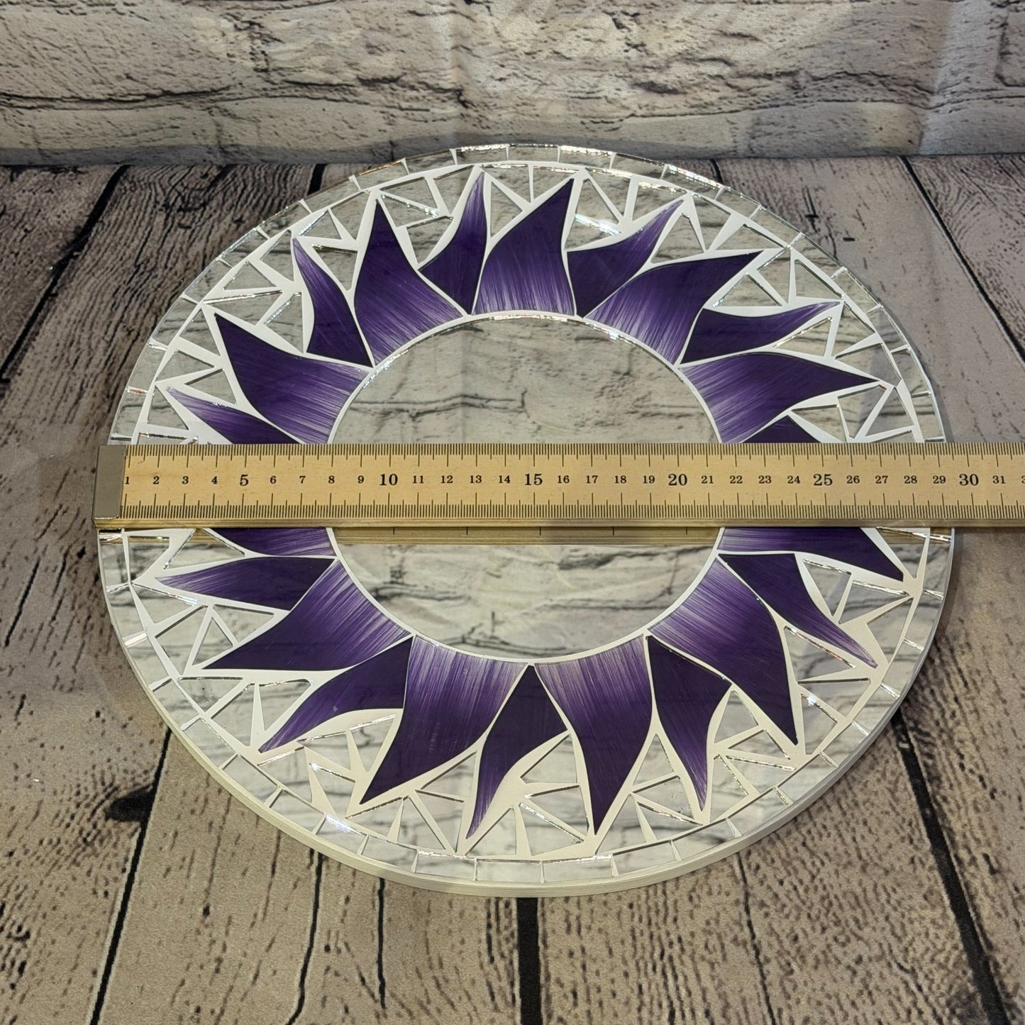 Purple Sun Flame Mosaic Tile Wall Mirror 30cm x 30cm 12 Inches Handmade3