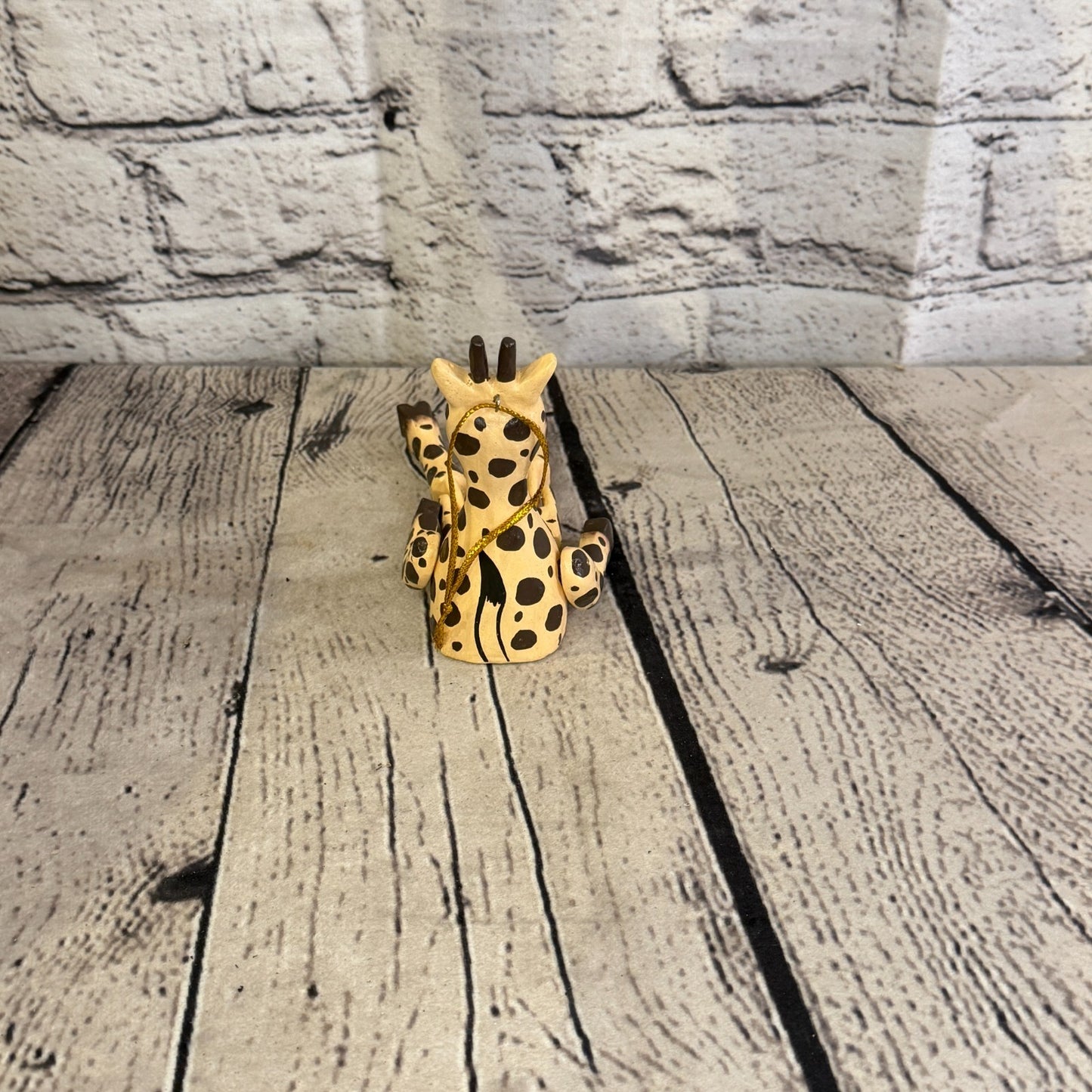 10cm Orange Giraffe Sitting Animal, Wooden Shelf Ornament Handmade Fairtrade4