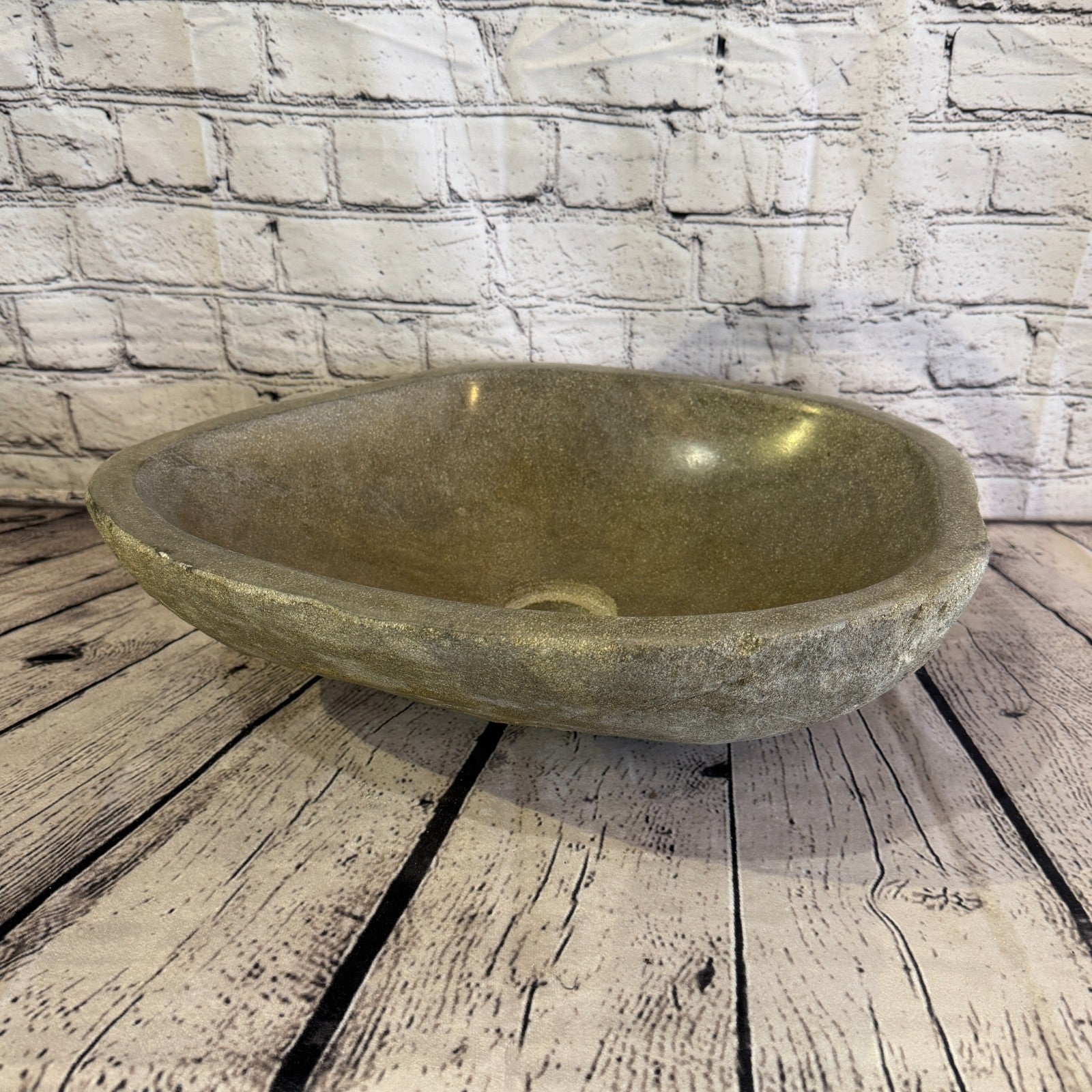43cm x 36cm Wash Basin Bathroom Counter Top Washing River Stone Bowl Sink No 390