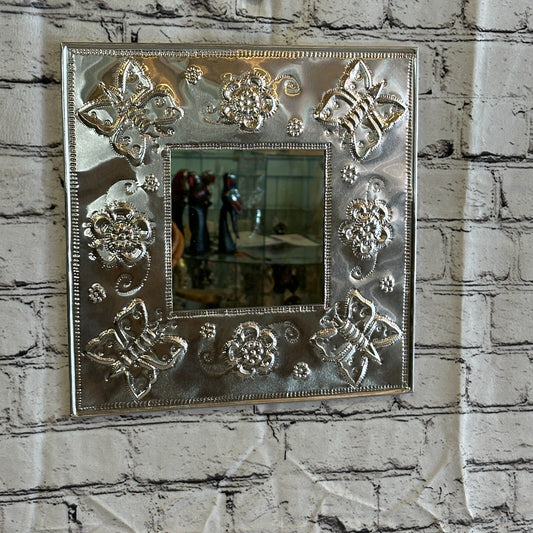 30cm Aluminium Stamped Square Butterfly Mirror Wall Hangings for Home Decoration0
