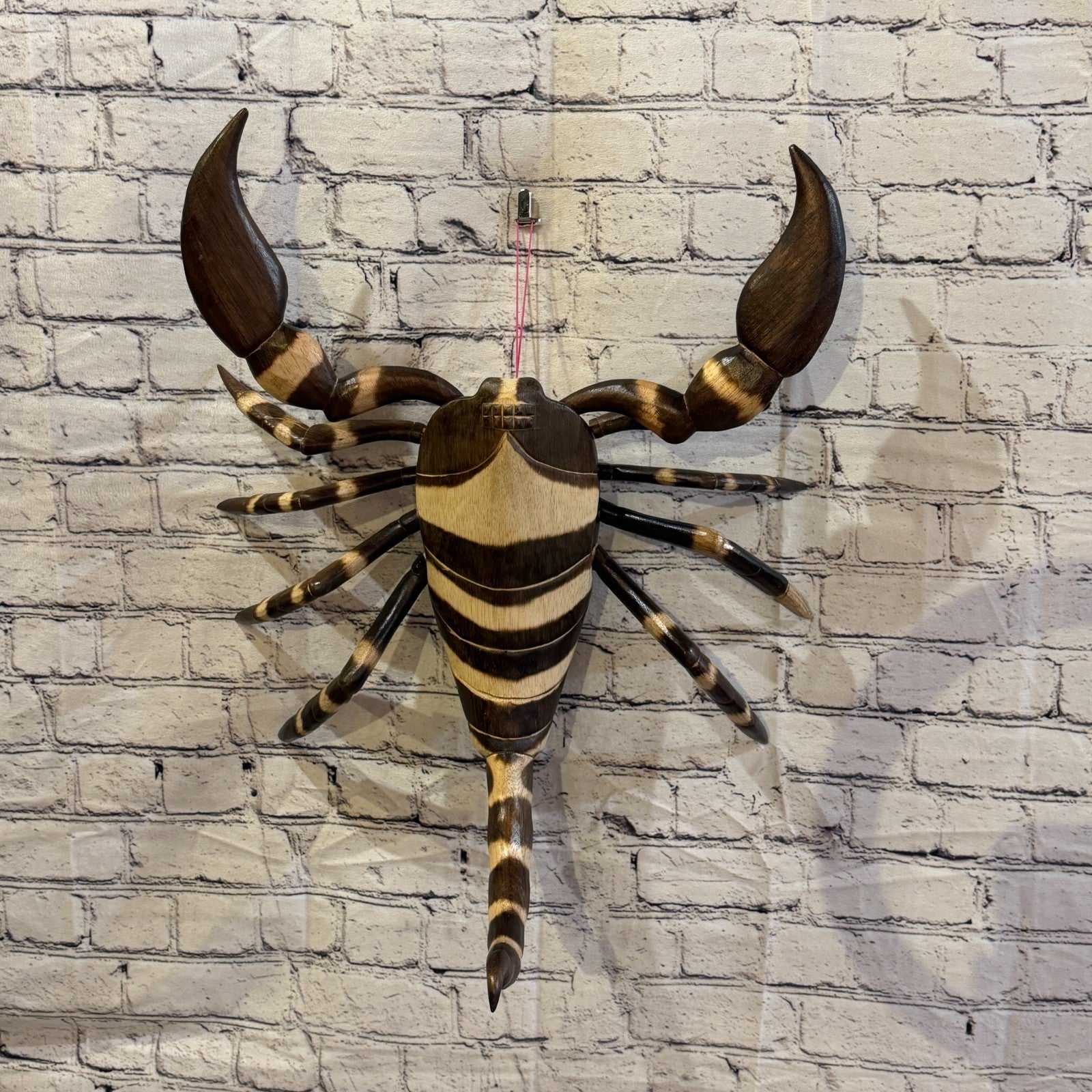 55cm x 45cm Wooden Scorpion Burnt Pattern Carving Hand Carved Walking Statue3