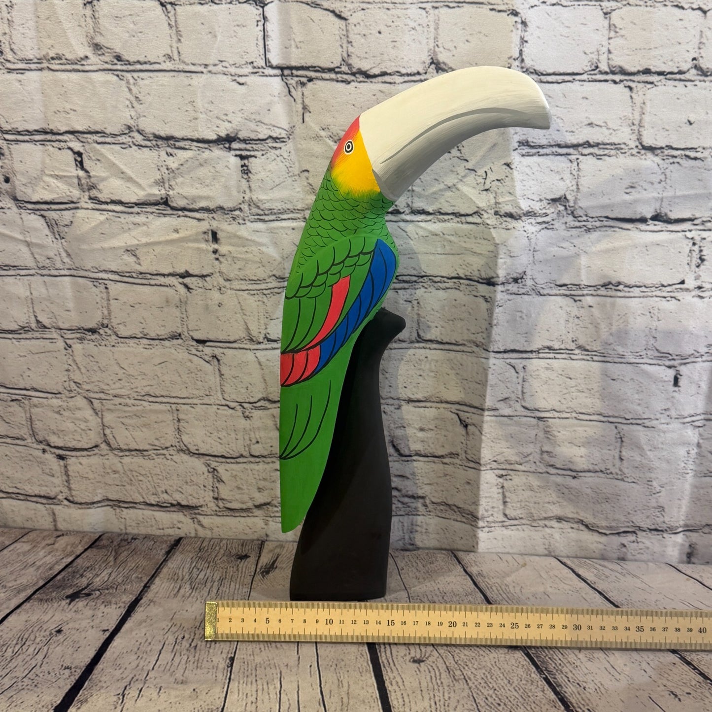 40cm Bright Green Toucan Bird Ornament Statue Fair Trade Hand Made Carved Wood7