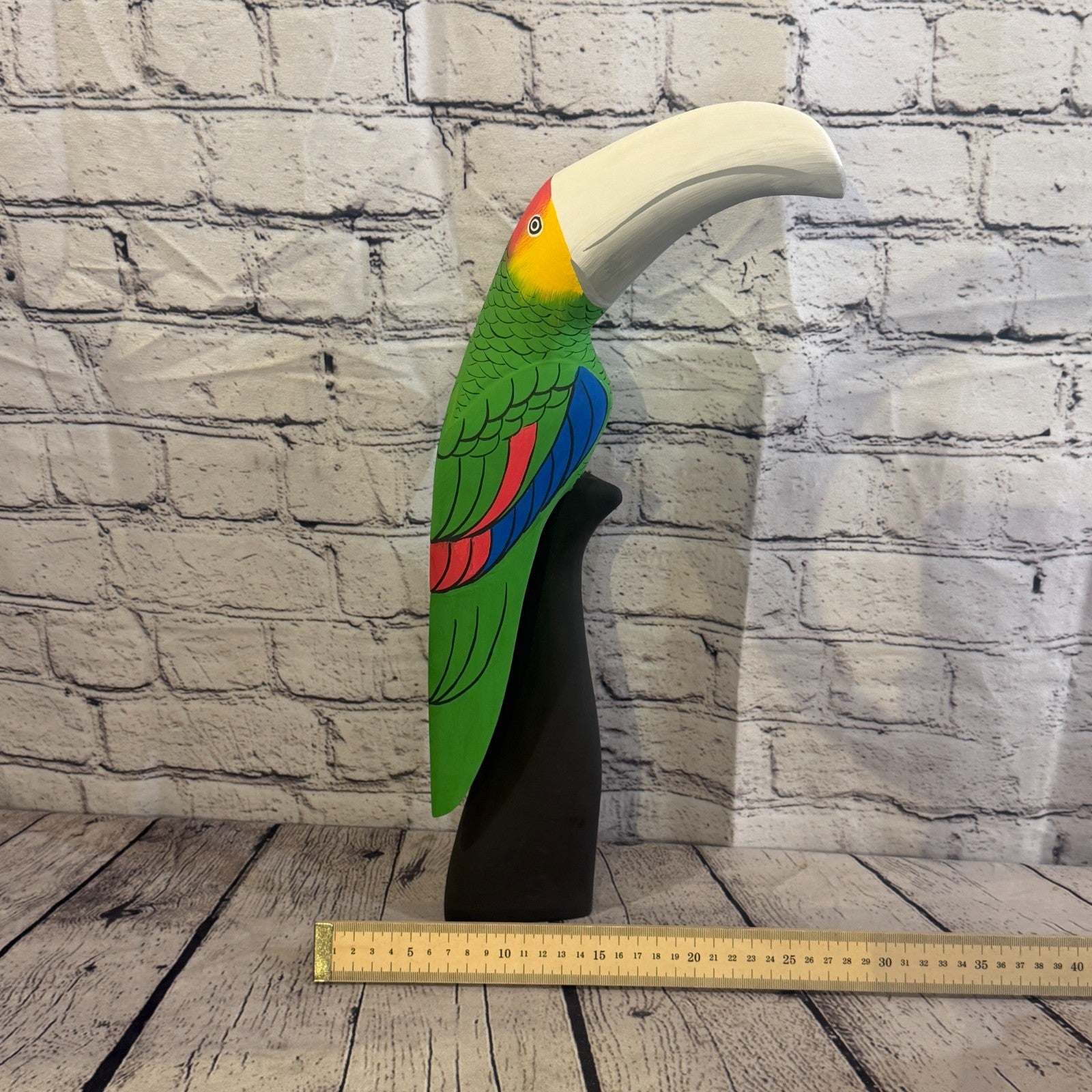 40cm Bright Green Toucan Bird Ornament Statue Fair Trade Hand Made Carved Wood7