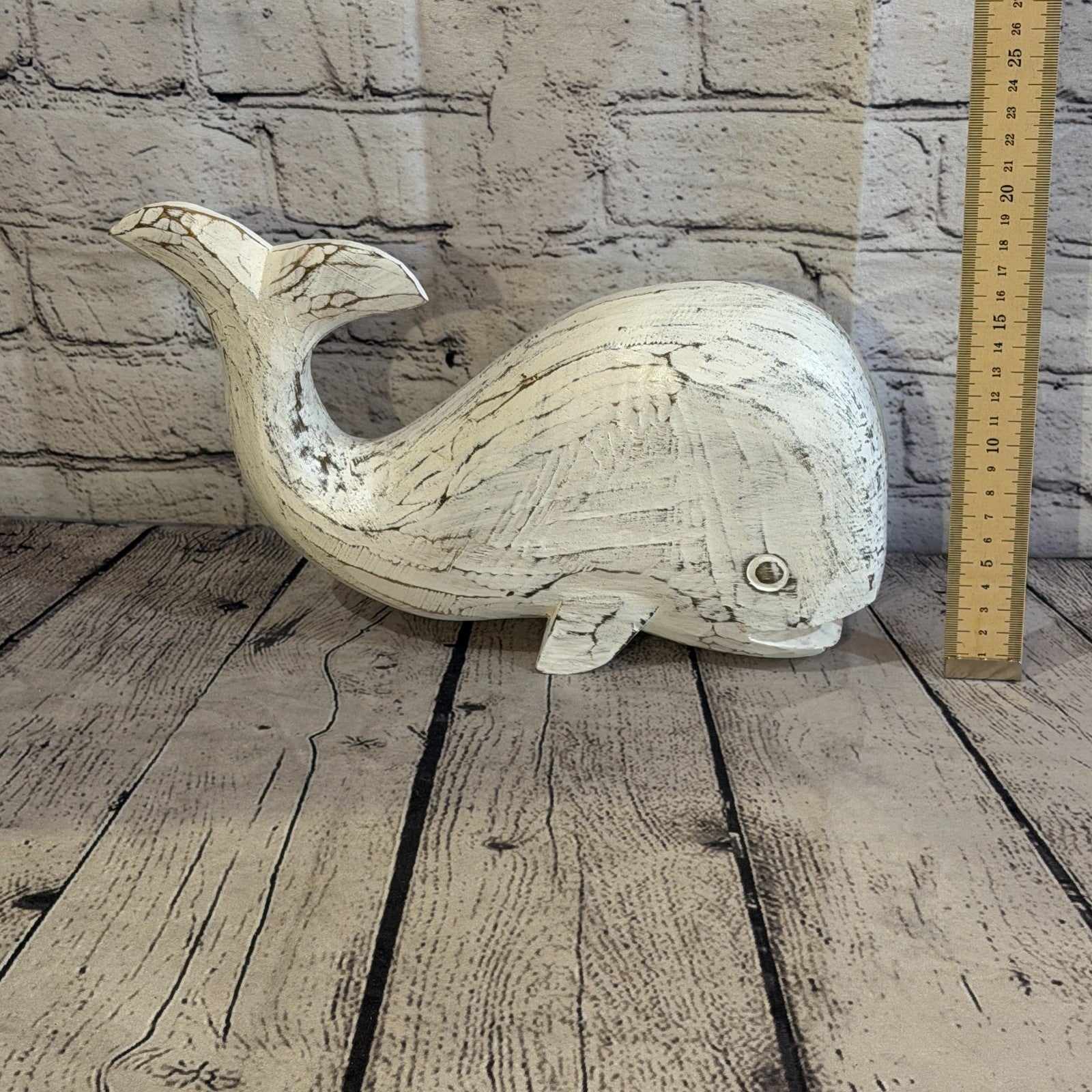 30cm x 15cm Whale White Fish Wood Coastal Ocean Bathroom Decoration5