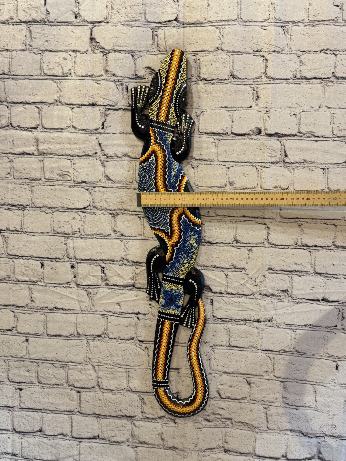 80cm Gecko Carved Wooden Dot Painted Ethnic Tribal Tiki Wall Art No 3 New3