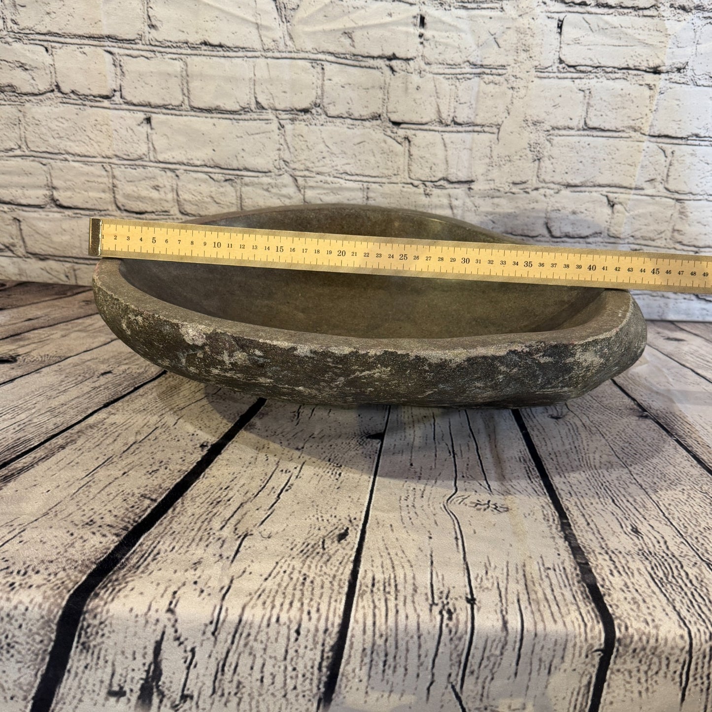 42cm x 36cm Wash Basin Bathroom Counter Top Washing River Stone Bowl Sink No 34