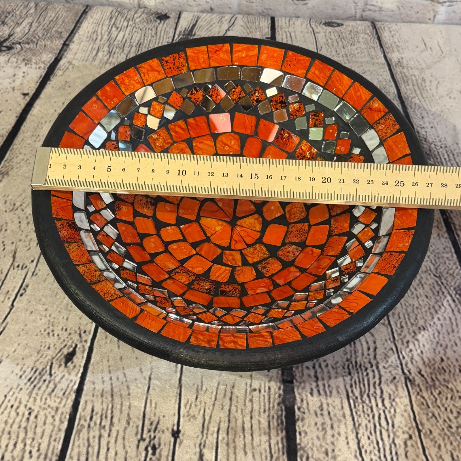 28cm Orange Round Mirror Mosaic Handmade Ceramic Glass Tile Bowl Fruit1