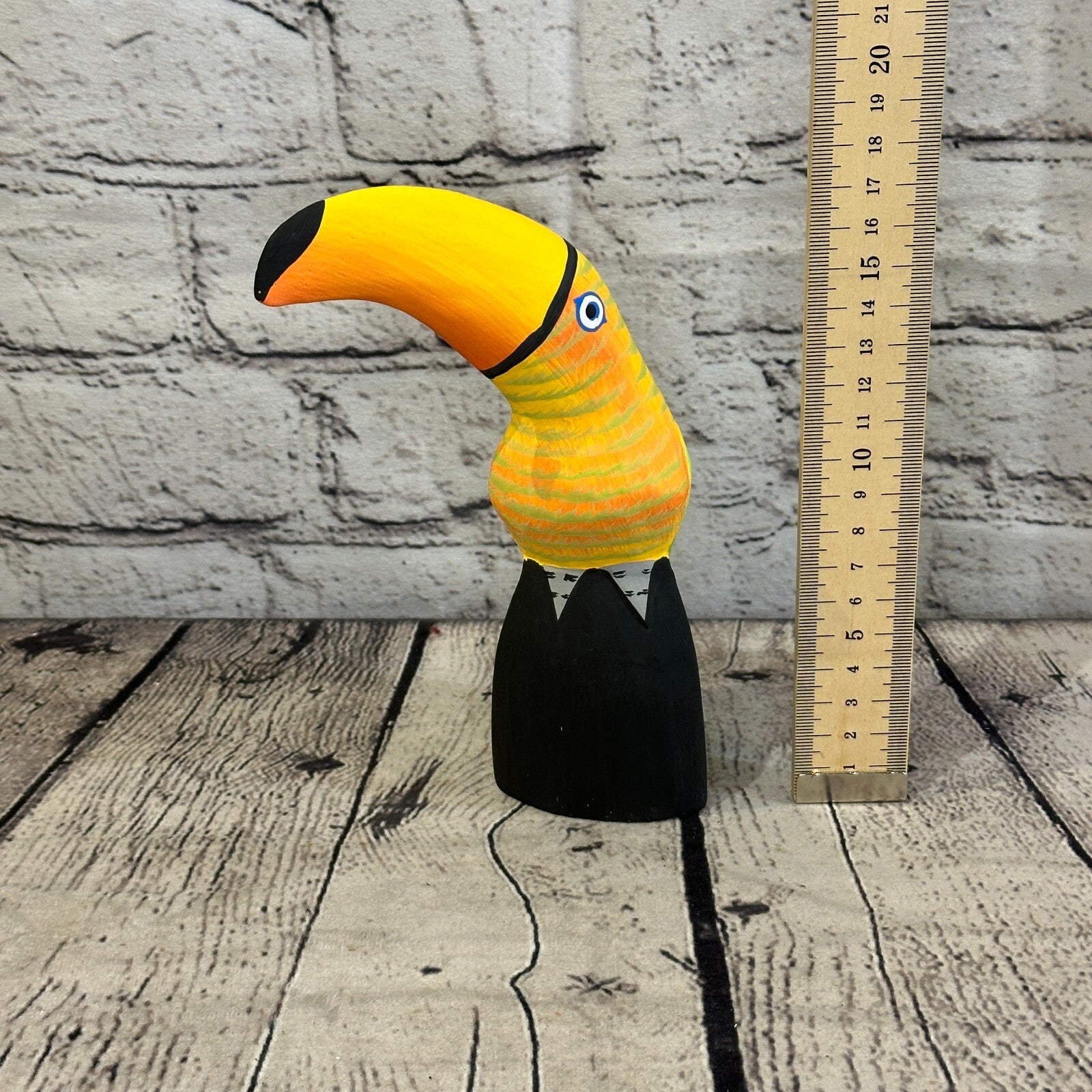 15cm Yellow Toucan Bird Ornament Statue Fair Trade Hand Made Carved Wood7