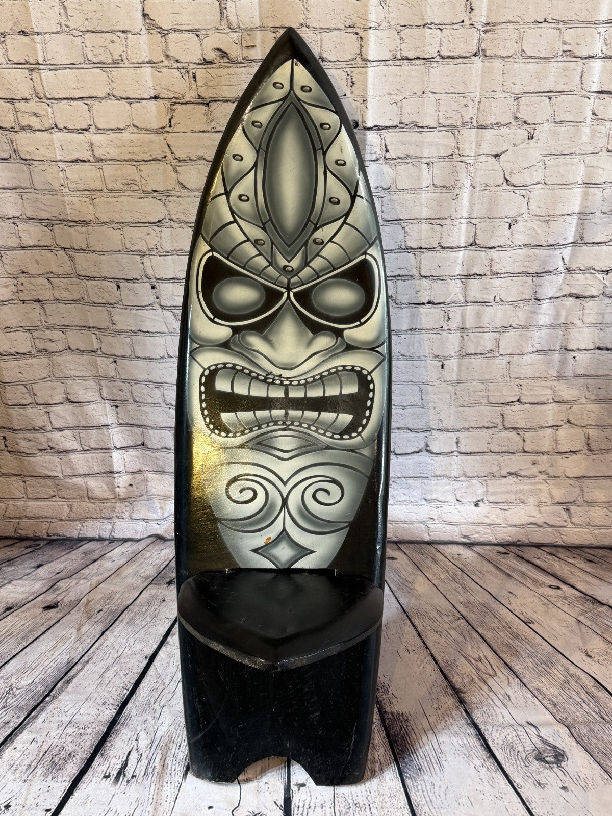 120cm Tiki Surf Board Shape African Birthing Chair Hand Carved Wooden Tribal3