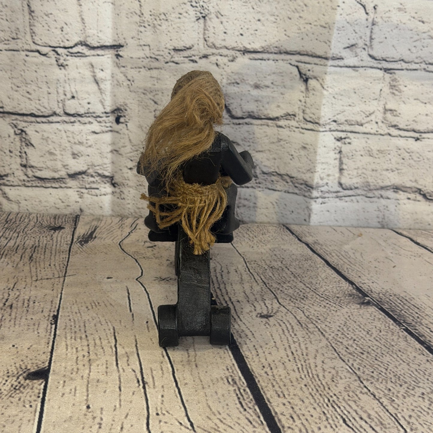 15cm Big Wheel Riding African Tribal Warrior Man Figure Statue Wood Hand Carved5