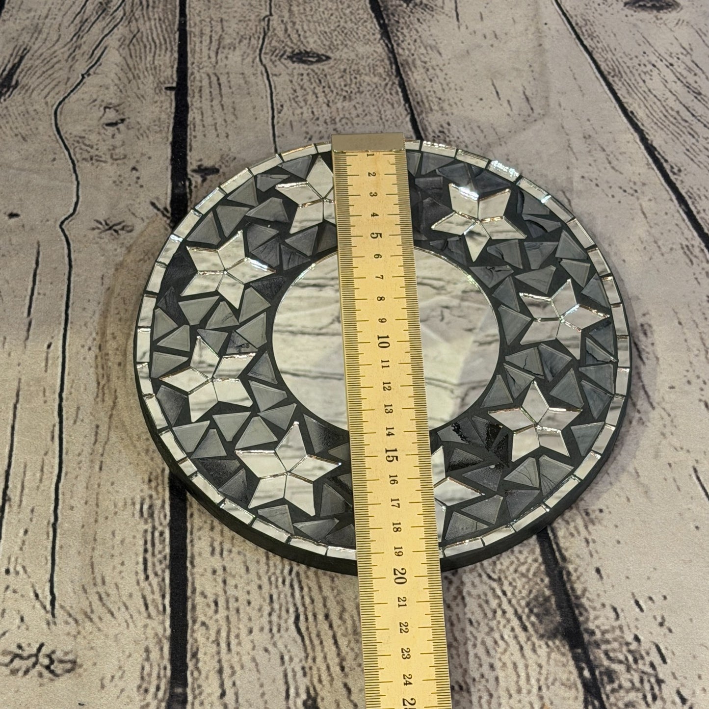 Grey Black Star Black Mosaic Tile Wall Mirror 20cm x 20cm 8 Inches Handmade4
