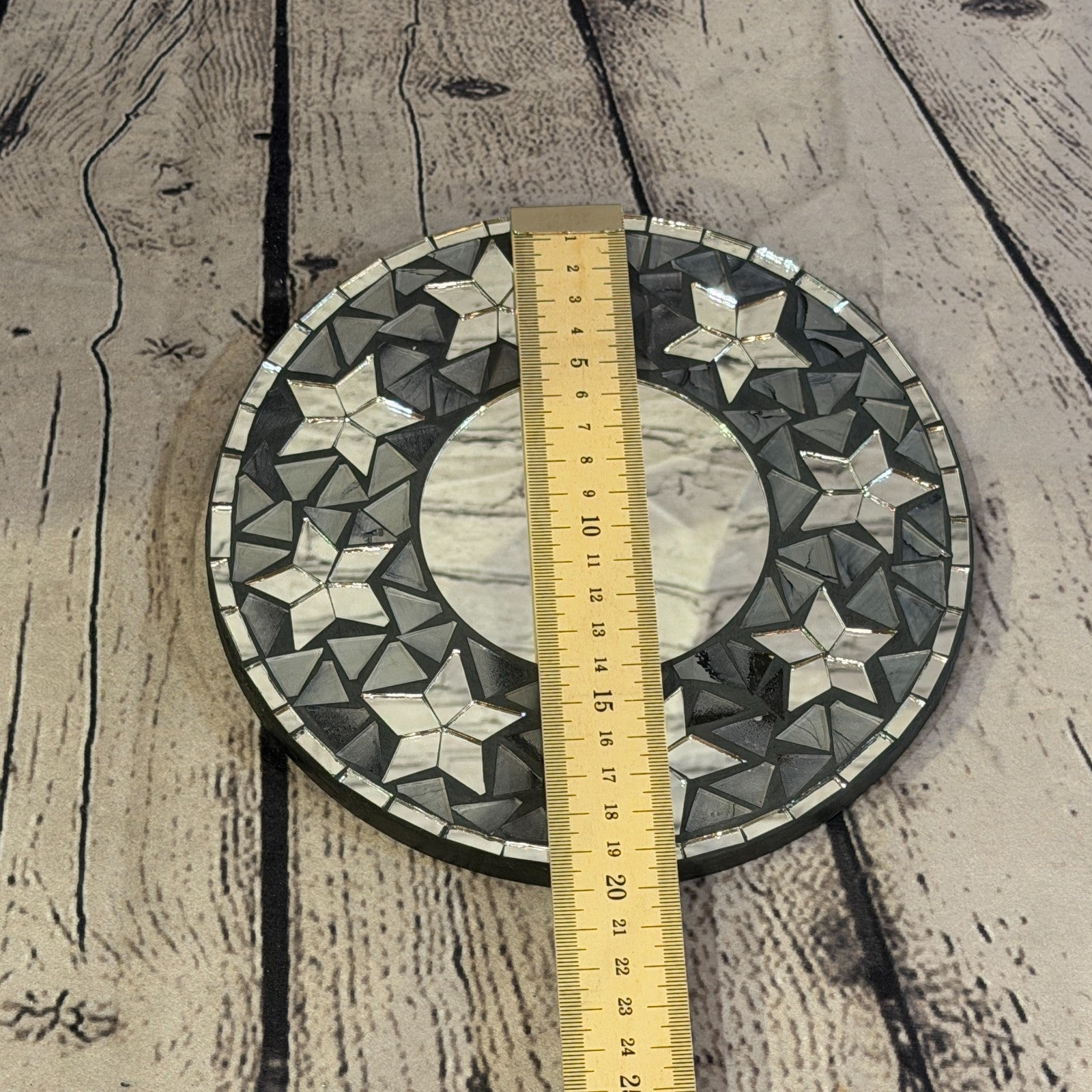Grey Black Star Black Mosaic Tile Wall Mirror 20cm x 20cm 8 Inches Handmade4