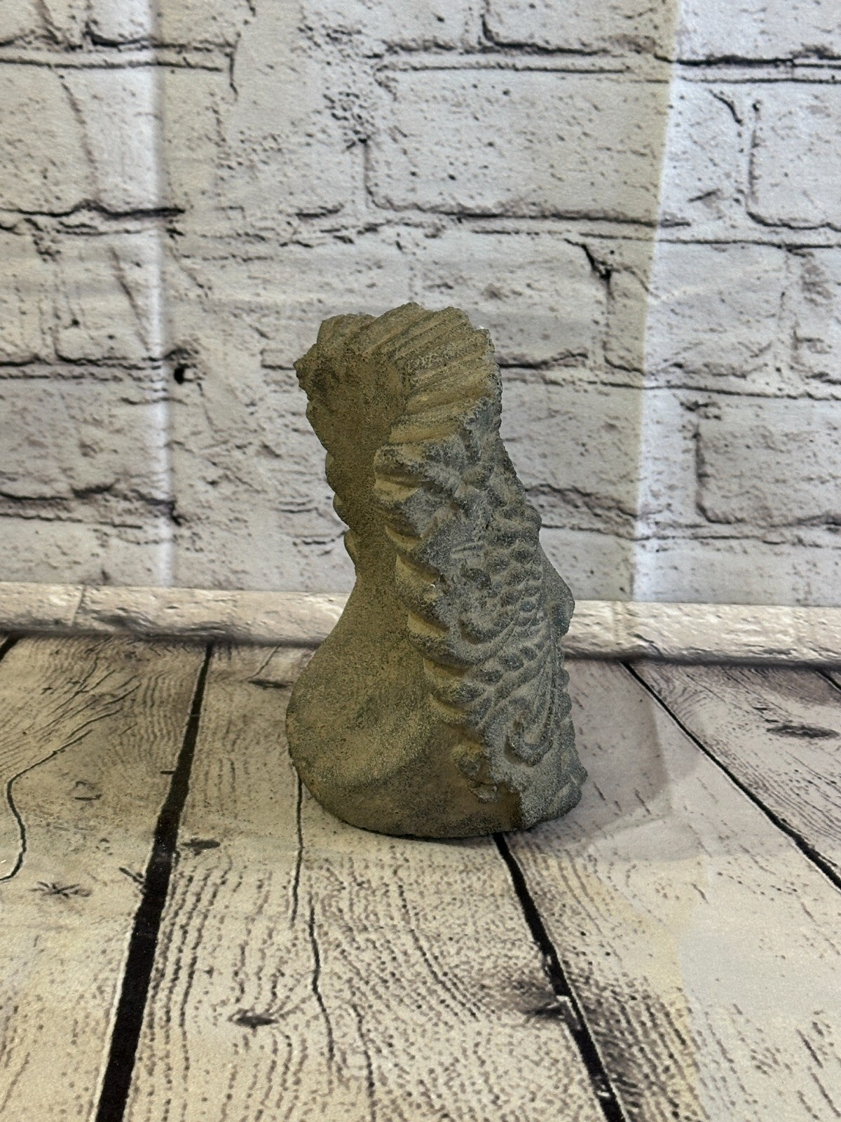 Green Man Pattern Stone Garden 15cm x 12cm Ornament Outdoor Indoor Statue Hindu5