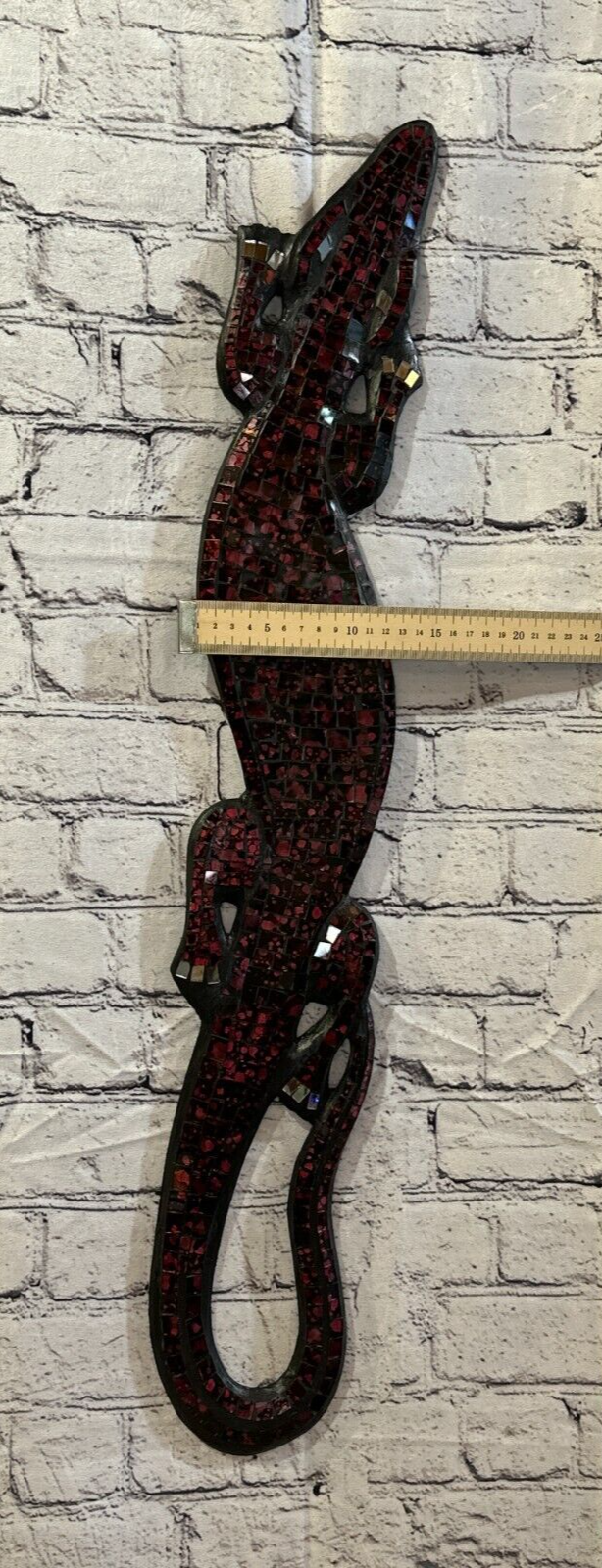 80cm Gecko Cherry Red Mosaic Wall Hanging Wooden Ornaments Wood Carving3