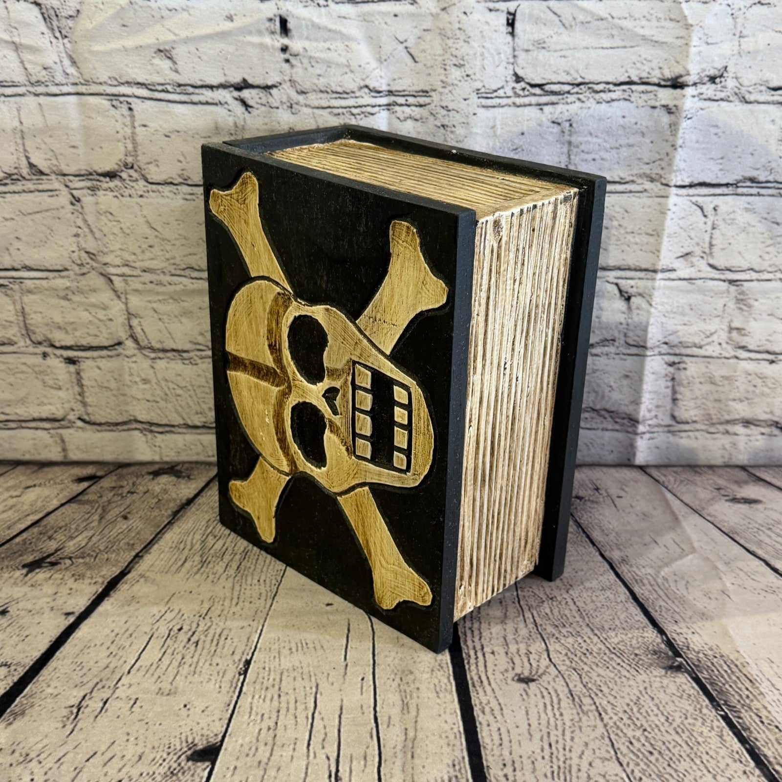 22cm x 18cm x 10cm Book Wood Gothic Skeleton Skull Coffin Jewellery Trinket Box0