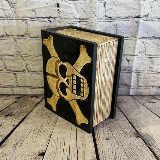 22cm x 18cm x 10cm Book Wood Gothic Skeleton Skull Coffin Jewellery Trinket Box0