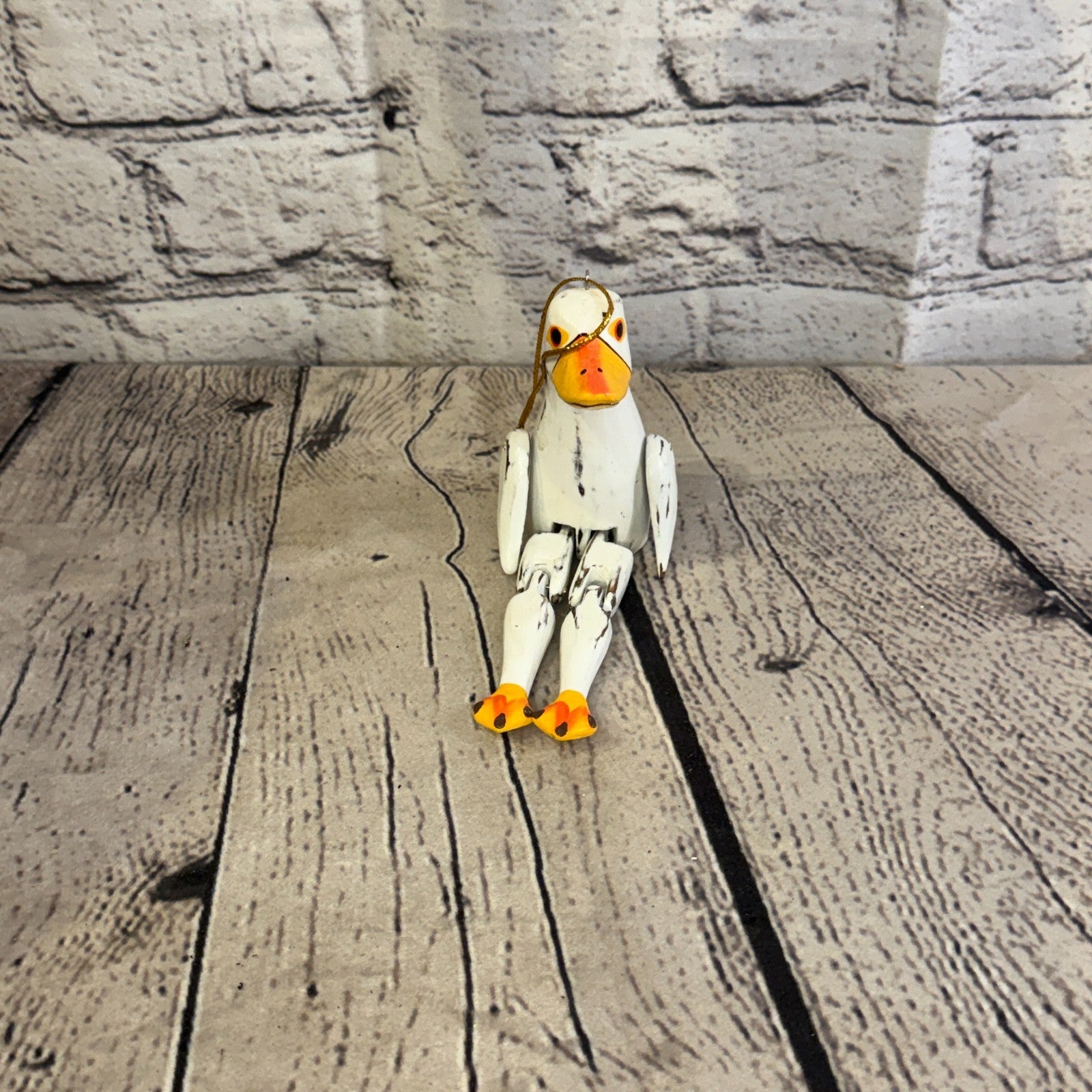 10cm White Duck Sitting Animal Wooden Shelf Ornament Handmade Fairtrade1