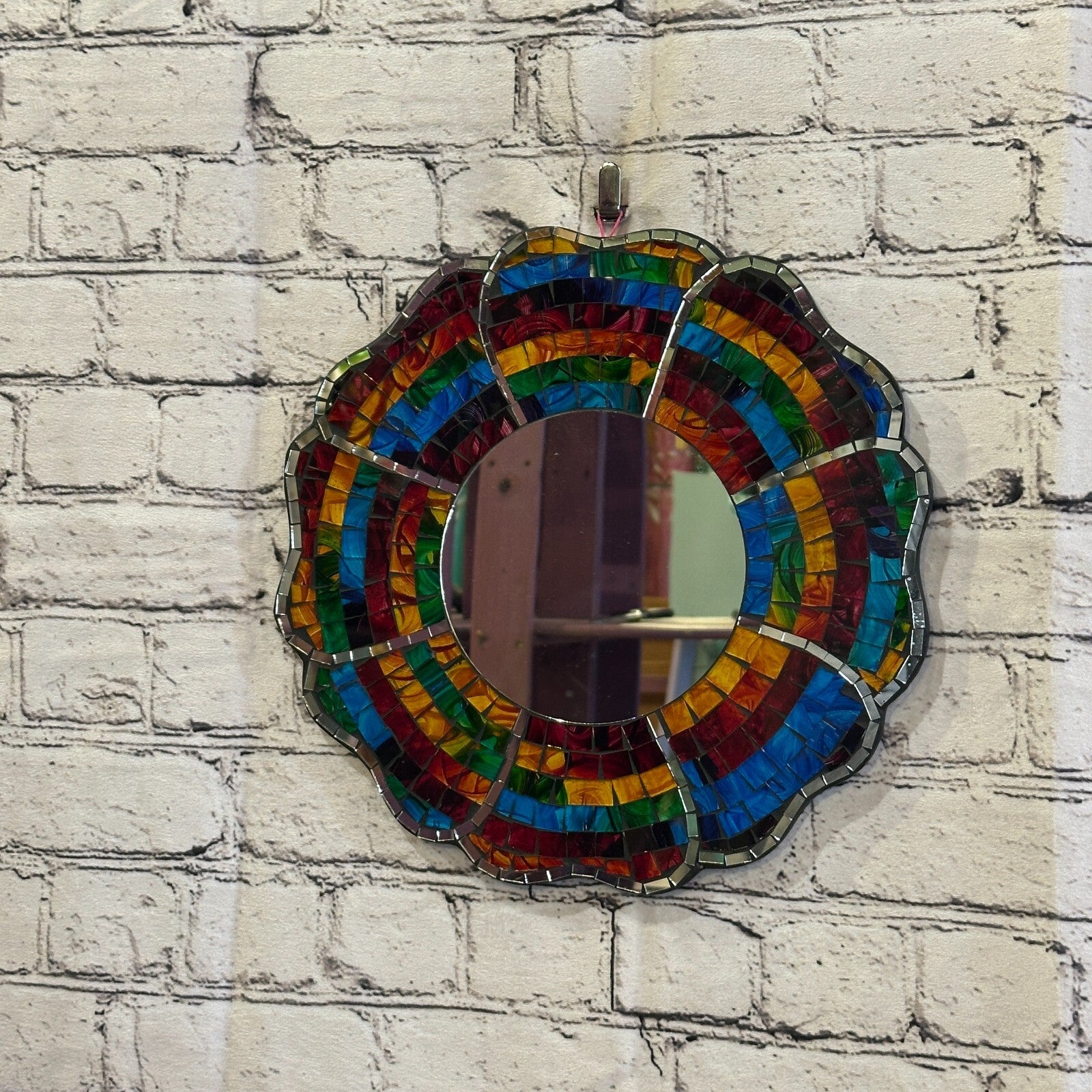 Rainbow Black Flower Mosaic Tile Wall Mirror 30cm x 30cm 12 Inches Handmade New2