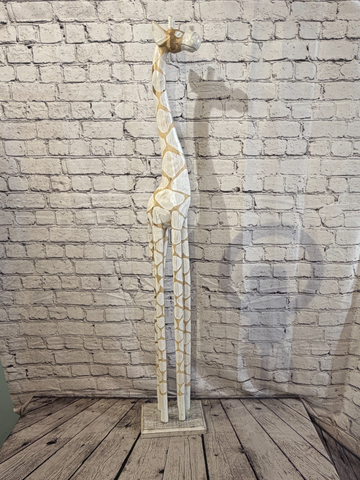 120cm White Dot Wooden Giraffe Standing Single Carve Solid Wood Giraffe Handmade3