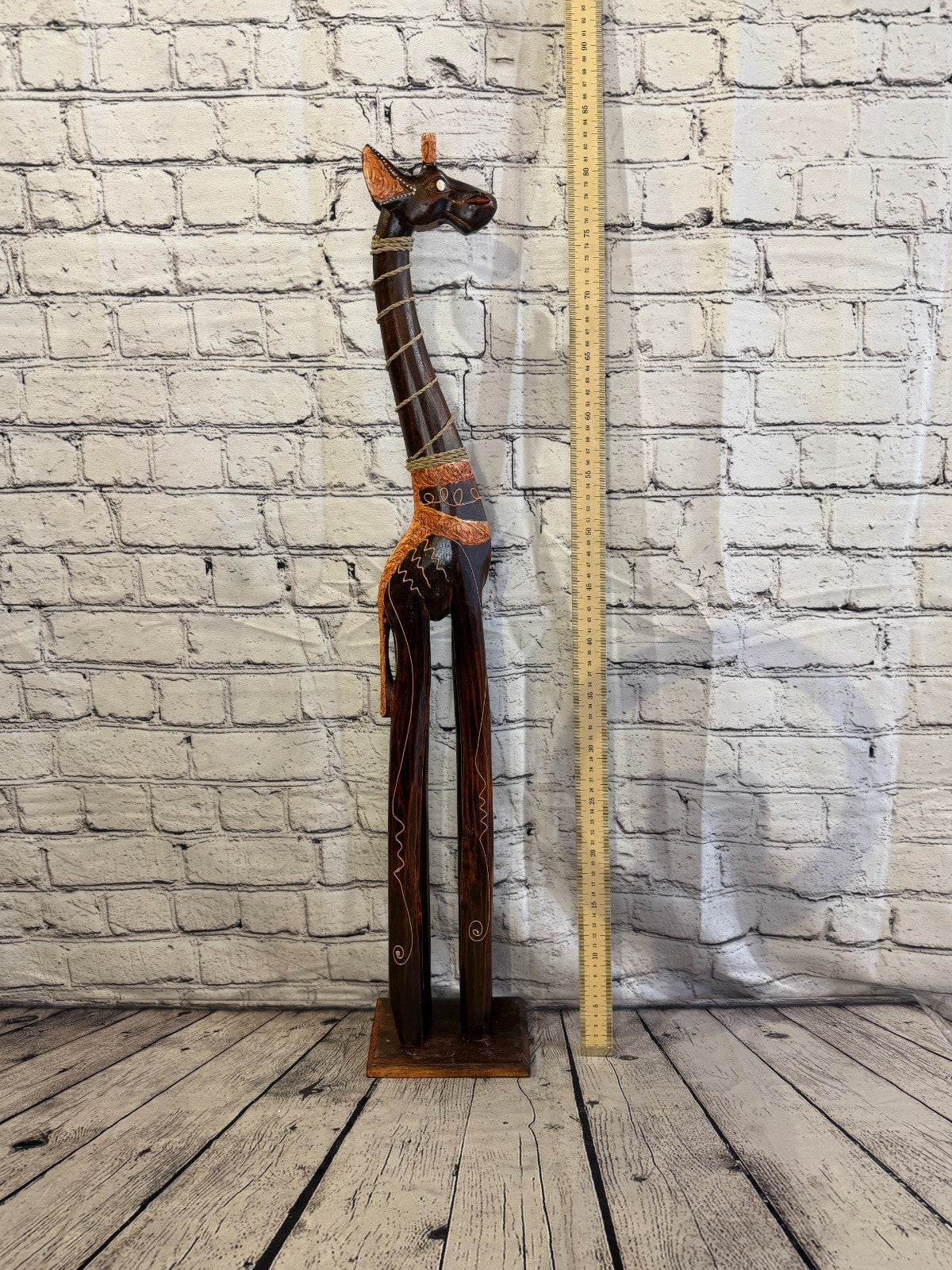 80cm Brown Wooden Giraffe Standing Single Carved Solid Wood Giraffe Handmade5