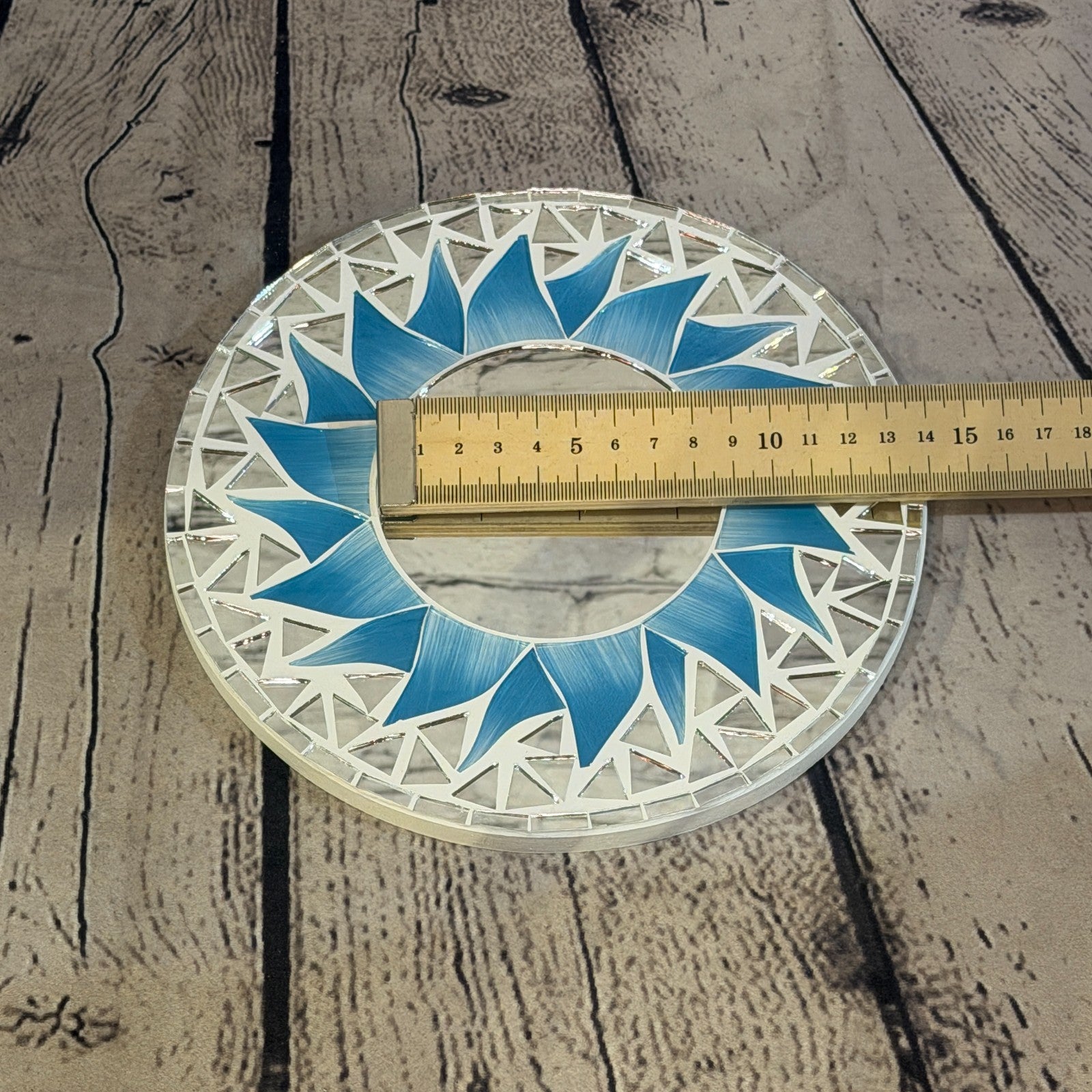 Turquoise Blue Sun Flame Mosaic Tile Wall Mirror 20cm x 20cm 8 Inches Handmade5