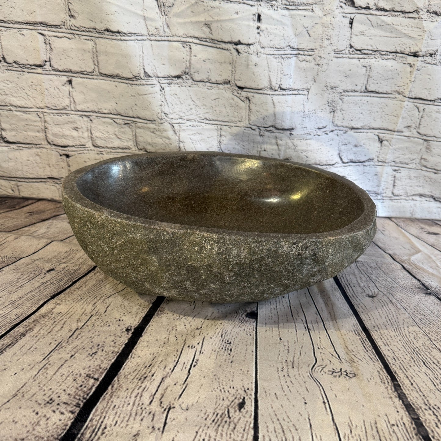 36cm x 26cm Wash Basin Bathroom Counter Top Washing River Stone Bowl Sink No 72