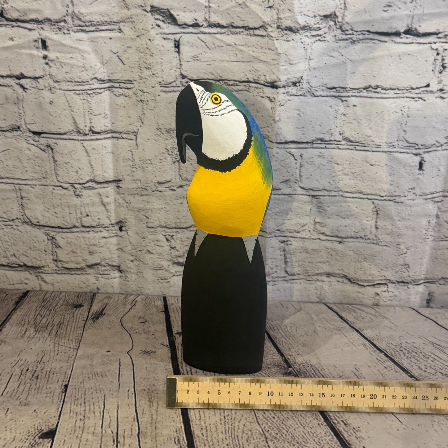 30cm Bright Blue Parrot Bird Ornament Statue Fair Trade Hand Made Carved Wood6
