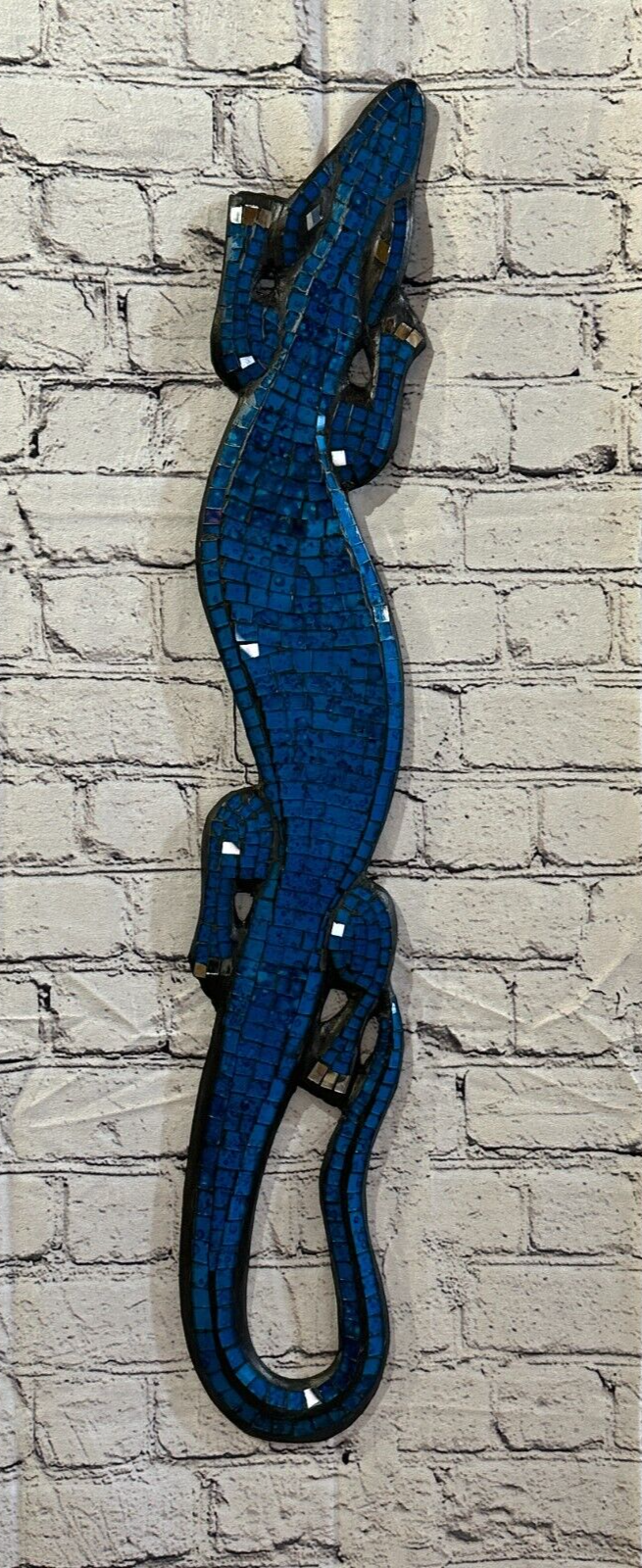 80cm Gecko Dark Blue Mosaic Wall Hanging Wooden Ornaments Wood Carving3