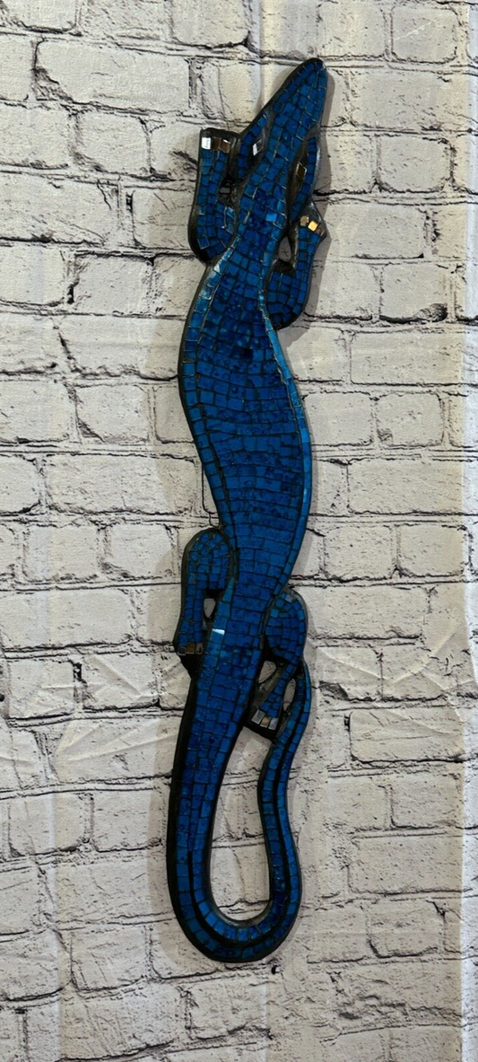 80cm Gecko Dark Blue Mosaic Wall Hanging Wooden Ornaments Wood Carving0