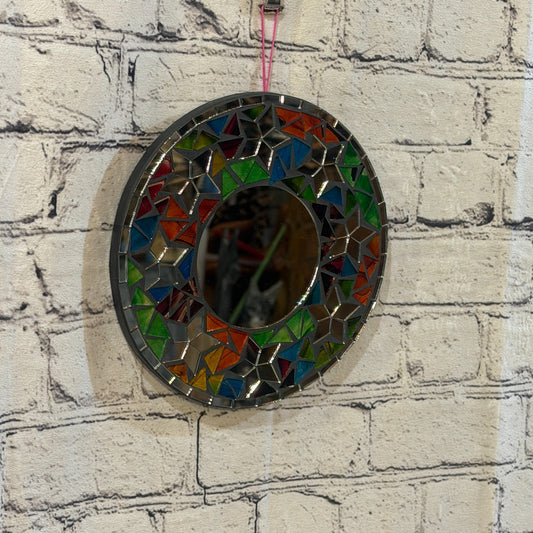 Rainbow Star Black Mosaic Tile Wall Mirror 20cm x 20cm 8 Inches Handmade0
