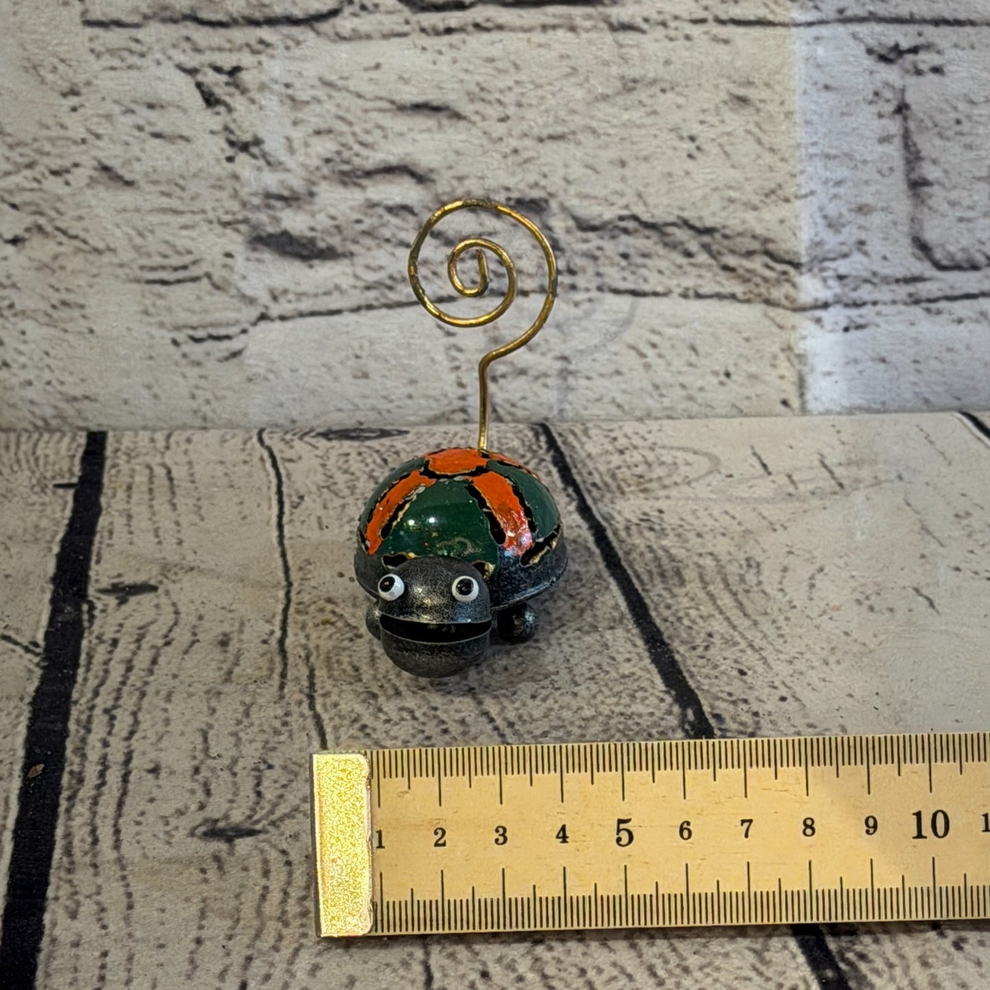 7cm x 7cm Colourful Grey Tortoise Turtle Metal Tin Standing Ornament Statue7