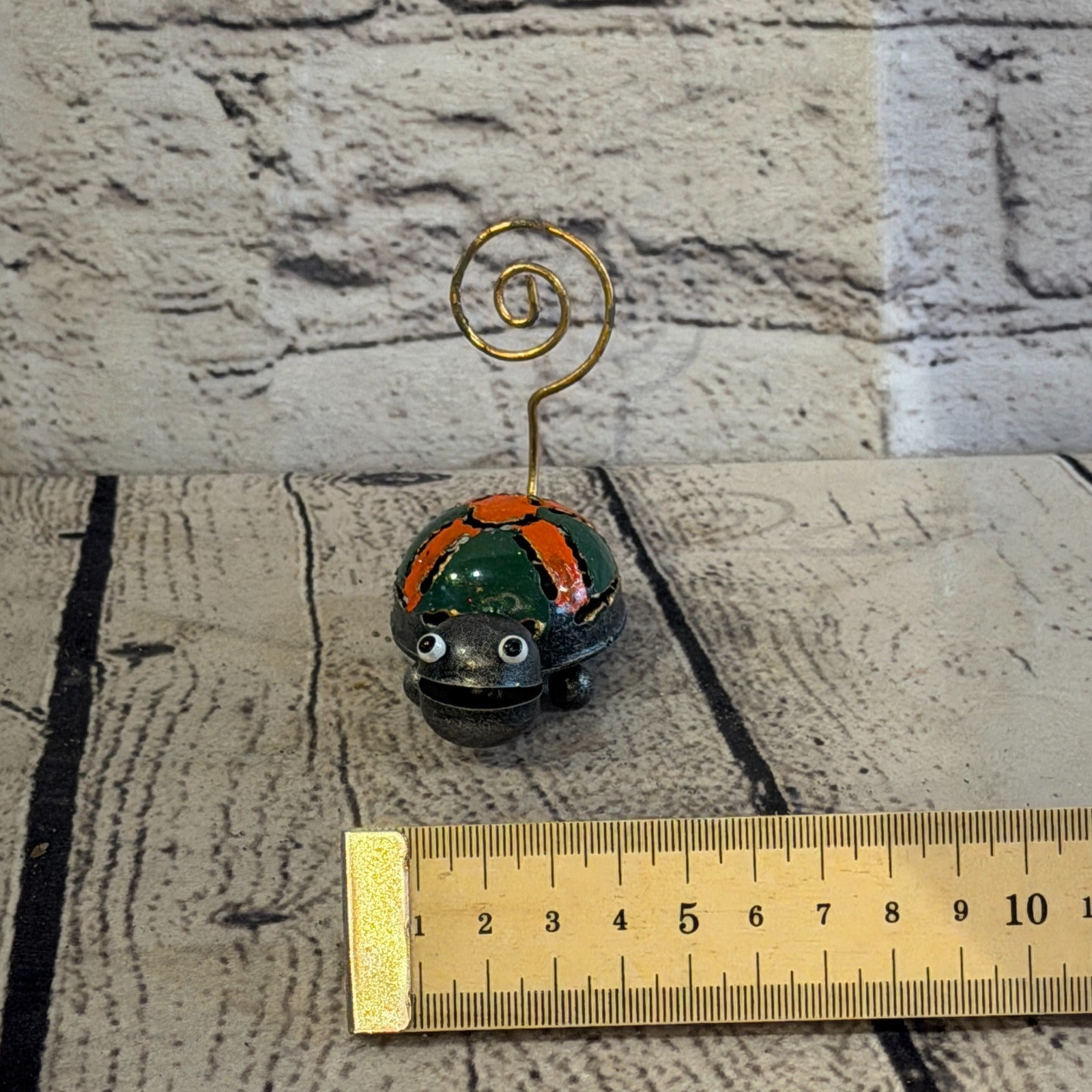 7cm x 7cm Colourful Grey Tortoise Turtle Metal Tin Standing Ornament Statue7
