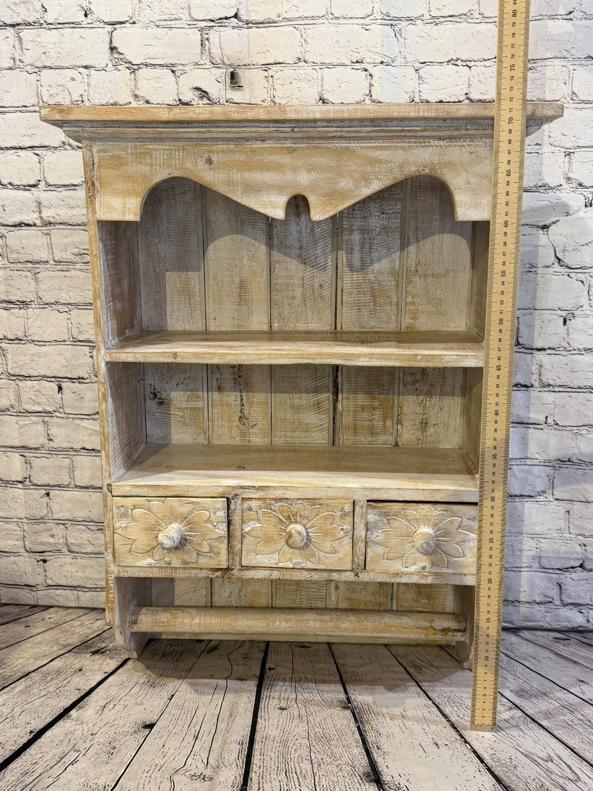 75cm x 55cm x 25cm White 3 Draws Wooden Cabinet Living Hallway Storage Furniture6