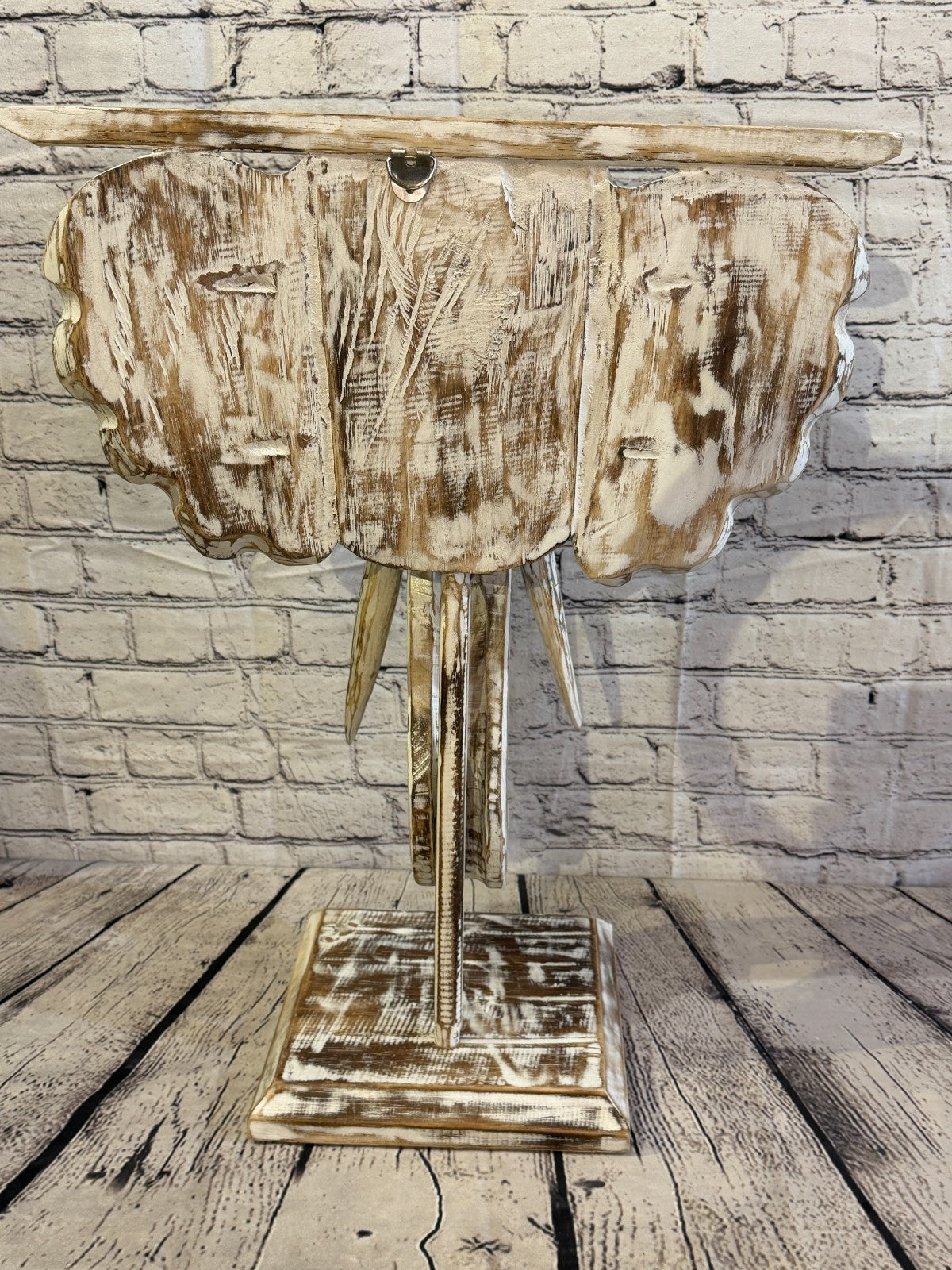 50cm x 45cm Brown Carved Wood Elephant Head Shelf Wall Mounted Art Large Shabby6