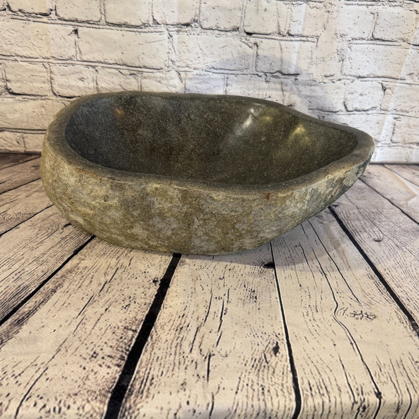 40cm x 30cm Wash Basin Bathroom Counter Top Washing River Stone Bowl Sink No 112