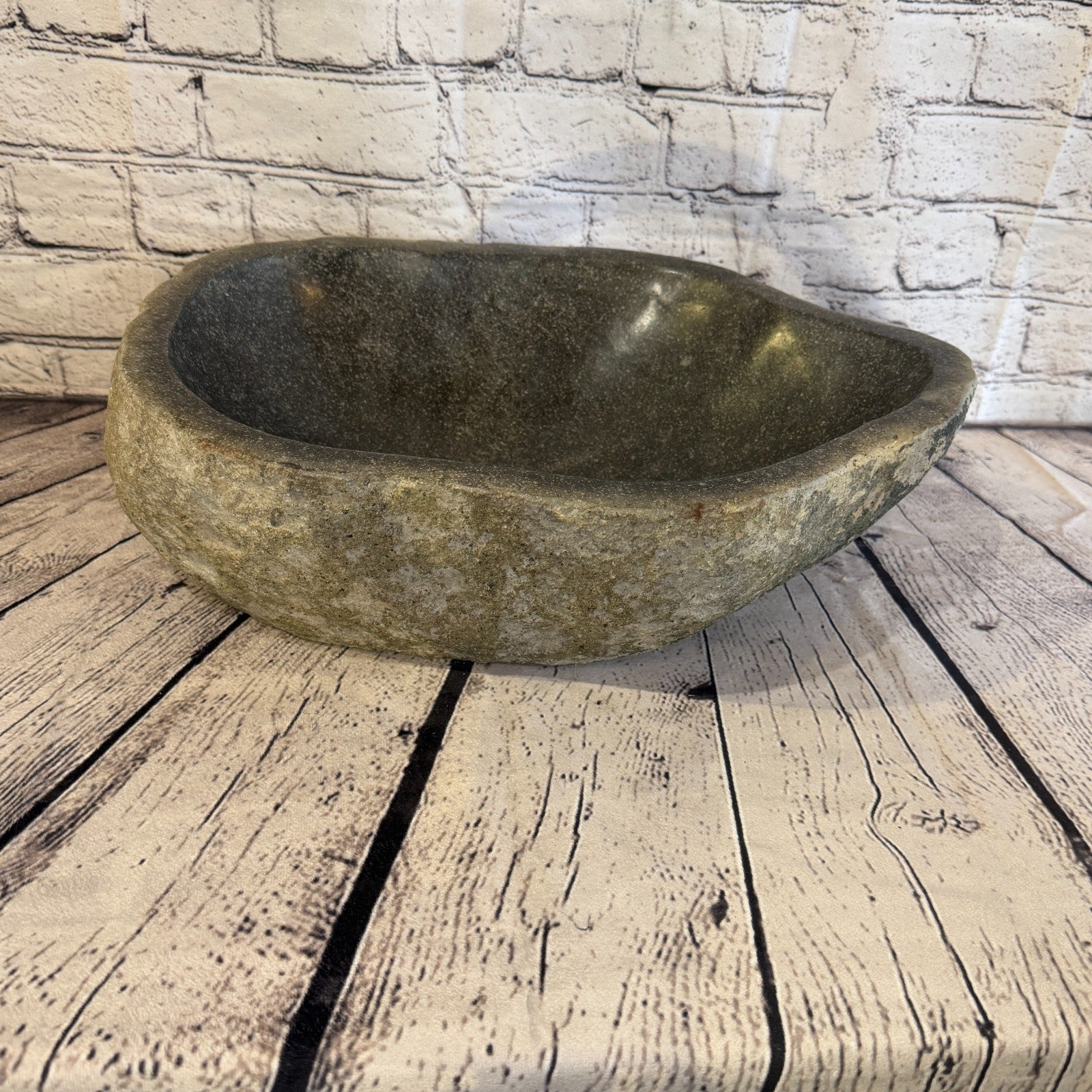 40cm x 30cm Wash Basin Bathroom Counter Top Washing River Stone Bowl Sink No 112