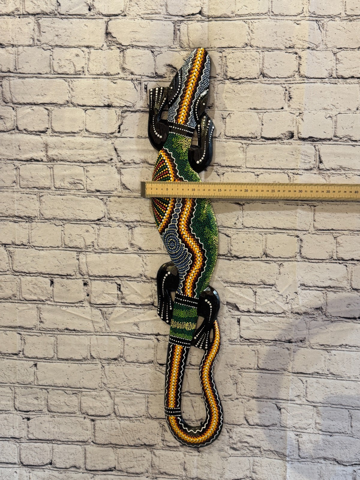 80cm Gecko Carved Wooden Dot Painted Ethnic Tribal Tiki Wall Art No 1 New3