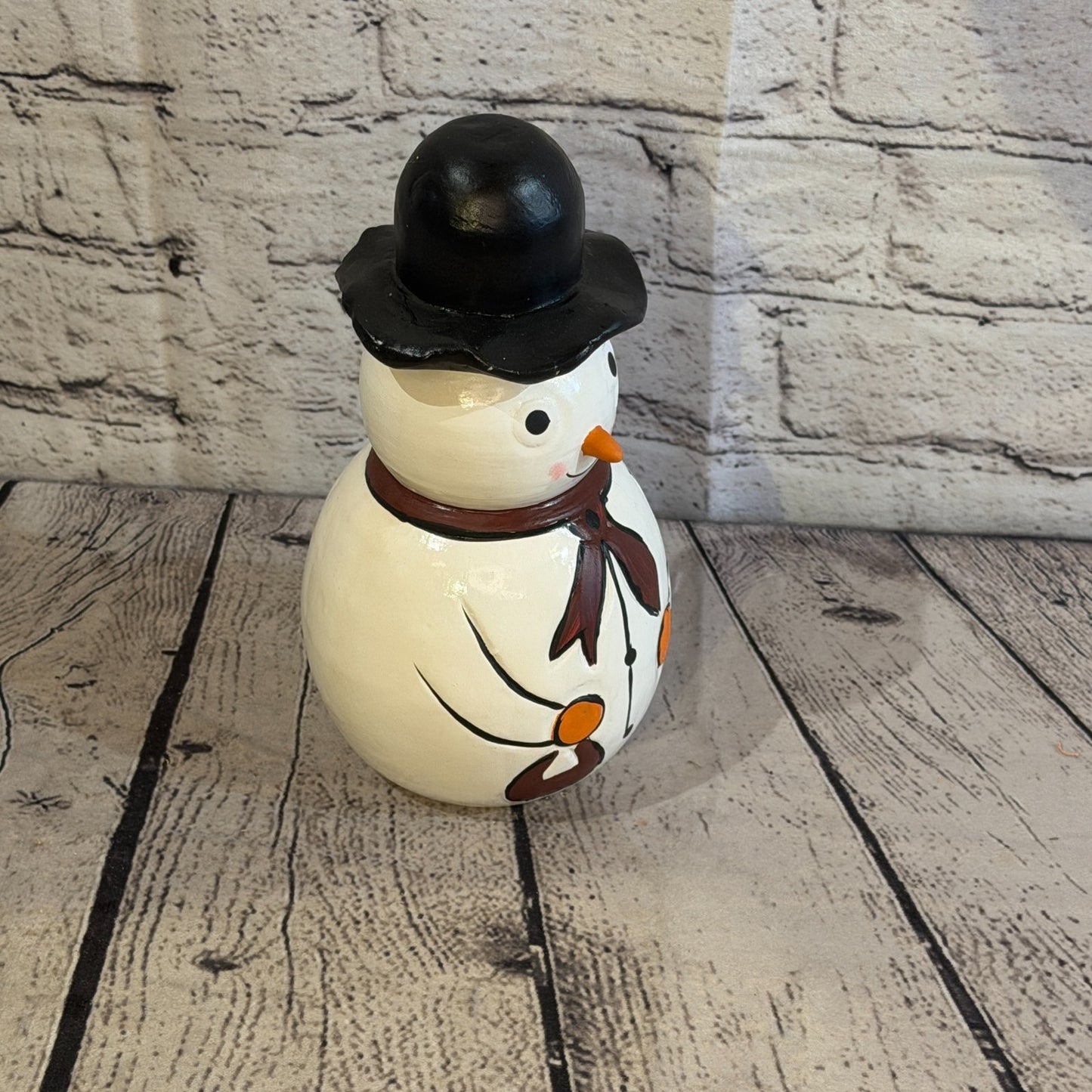 20cm x 12cm Black Top Hat Snowman Handcrafted Wood Xmas Christmas Ornament2