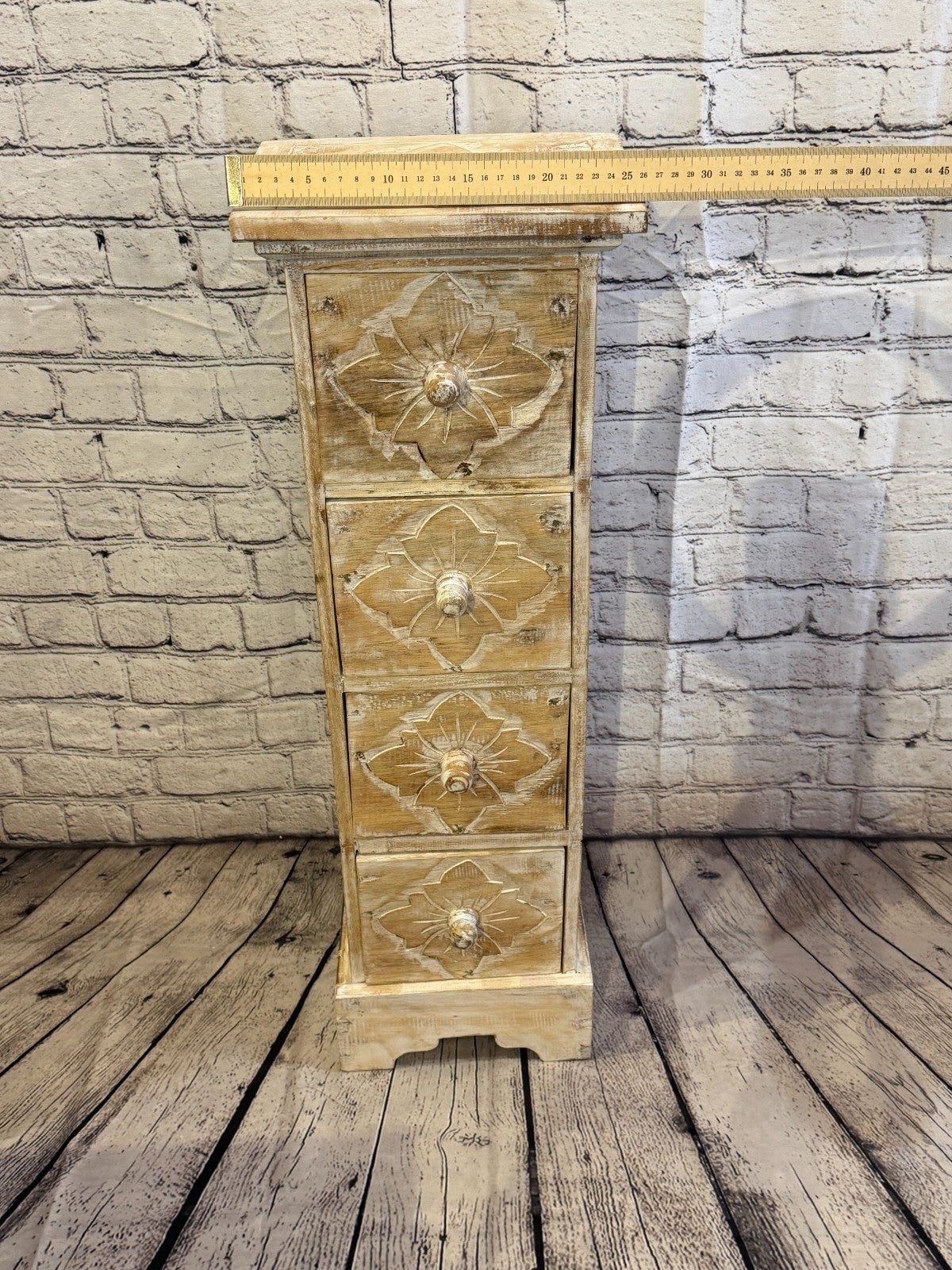 80cm x 25cm White 3 Draw Pillar Wooden Side Cabinet Living Storage Furniture7